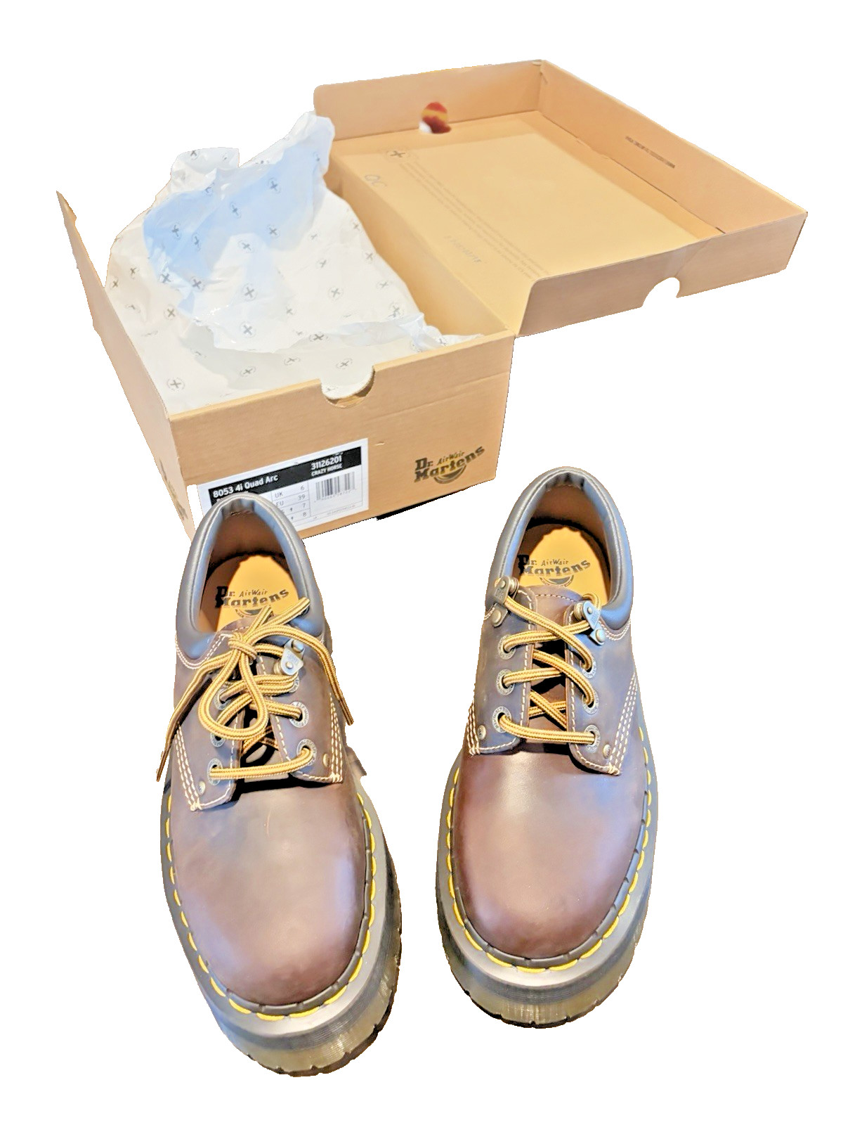 Dr Martens 8053 Quad Arc Crazy Horse Brown UK 6 US W 8 M 7 31126201 NIB
