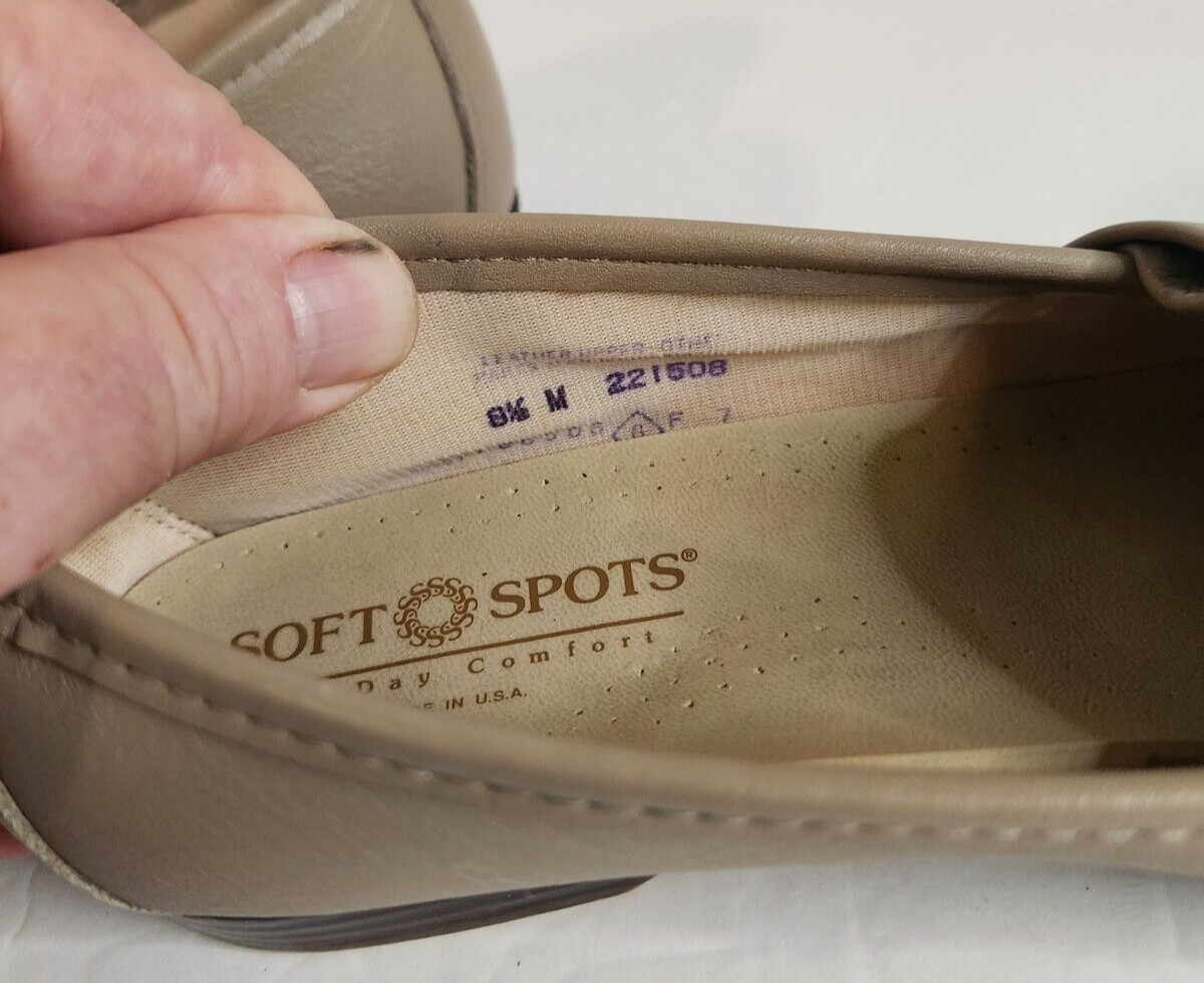 SOFTSPOTS WOMEN’S VENUS LITE BEIGE LEATHER SLIP-ON COMFORT LOAFERS SHOES 8.5/M
