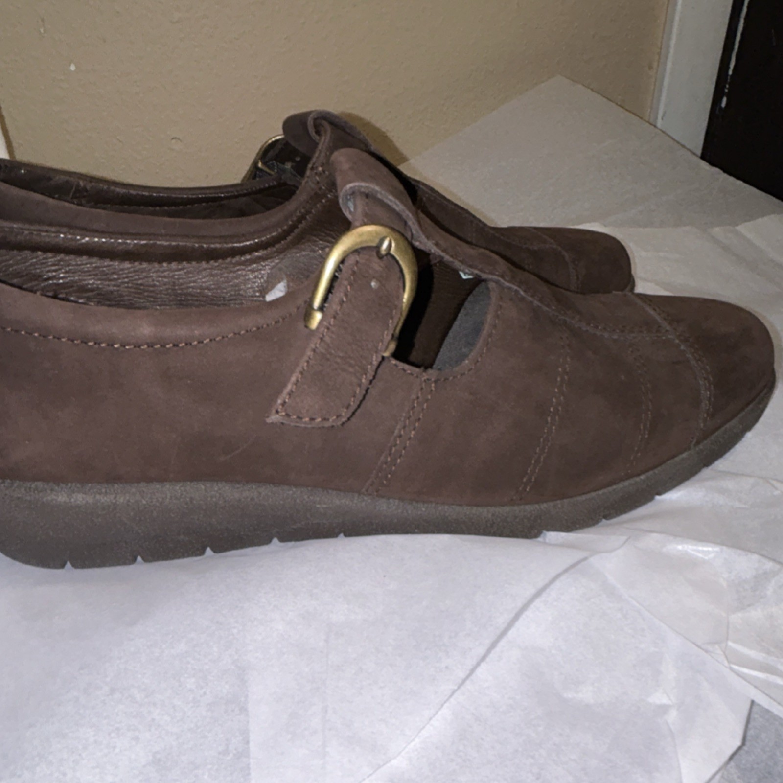 ECCO Soft Leather Mary Jane Comfort Shoes Brown EU 40 US 9 Women’s Hook Loop