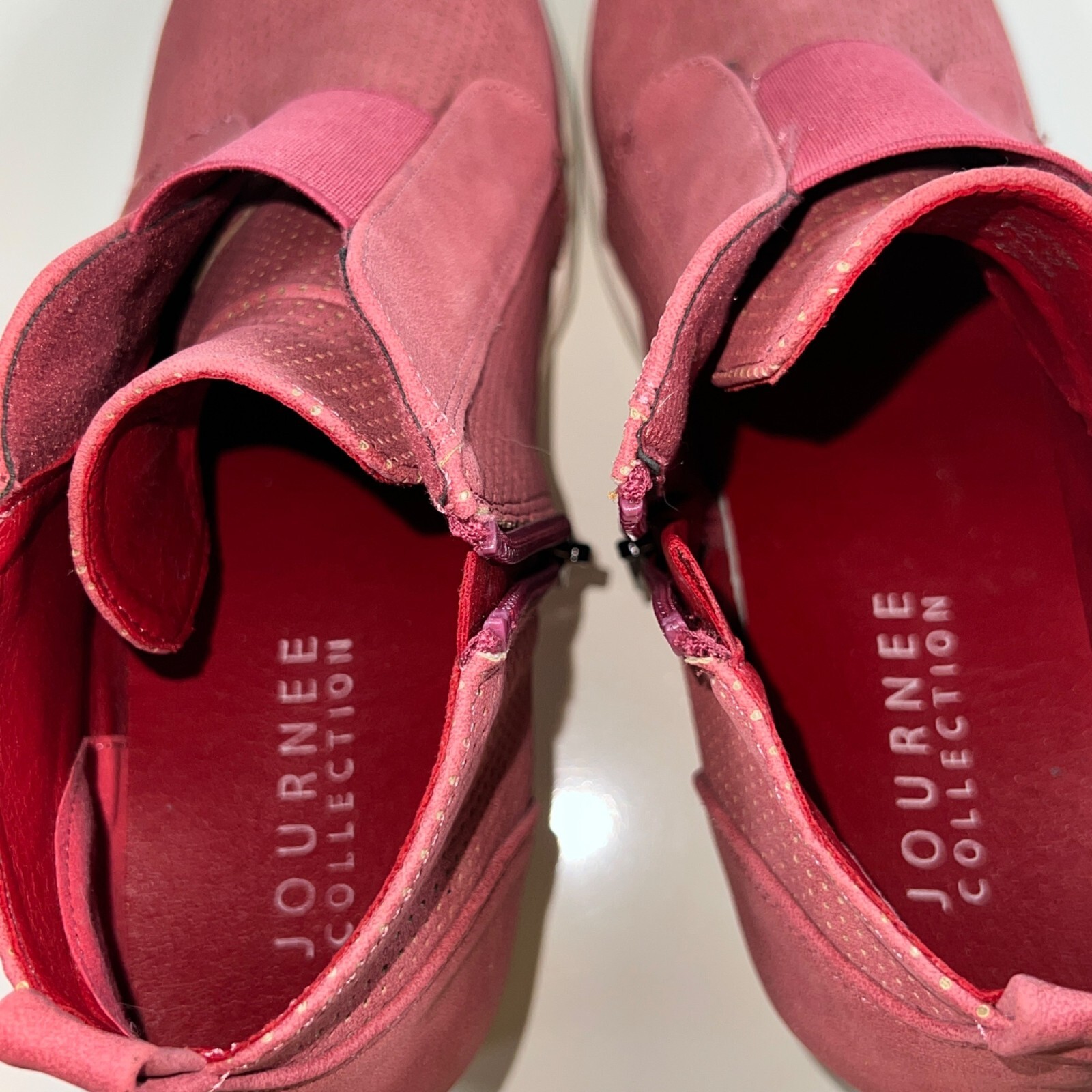 Journee Collection Womens Red Perforated Wedge Slip-on Sneakers Size 10
