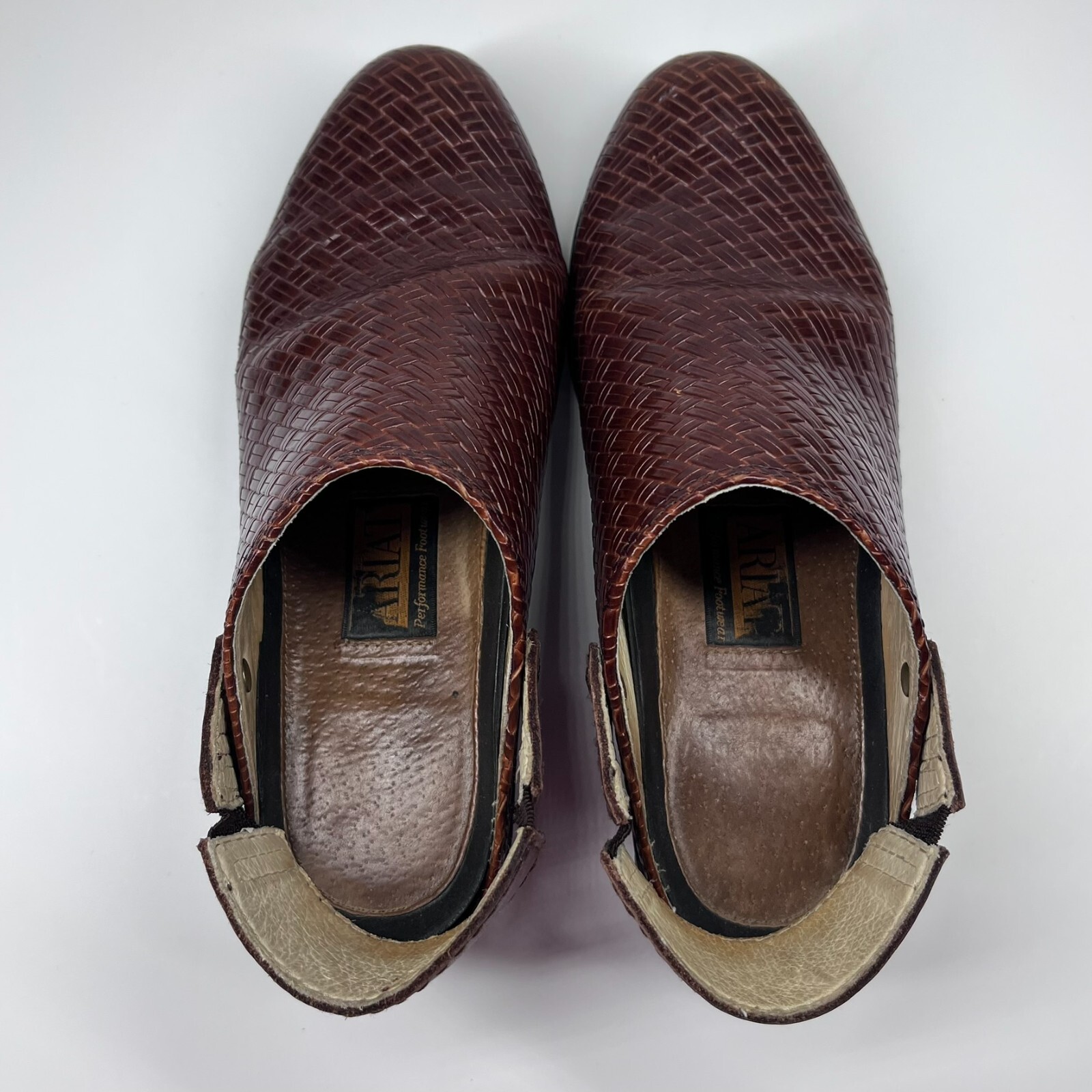 Ariat Woven Brown Leather Slides Mules Strap Women’s 5.5B 94024 Cowgirl Western