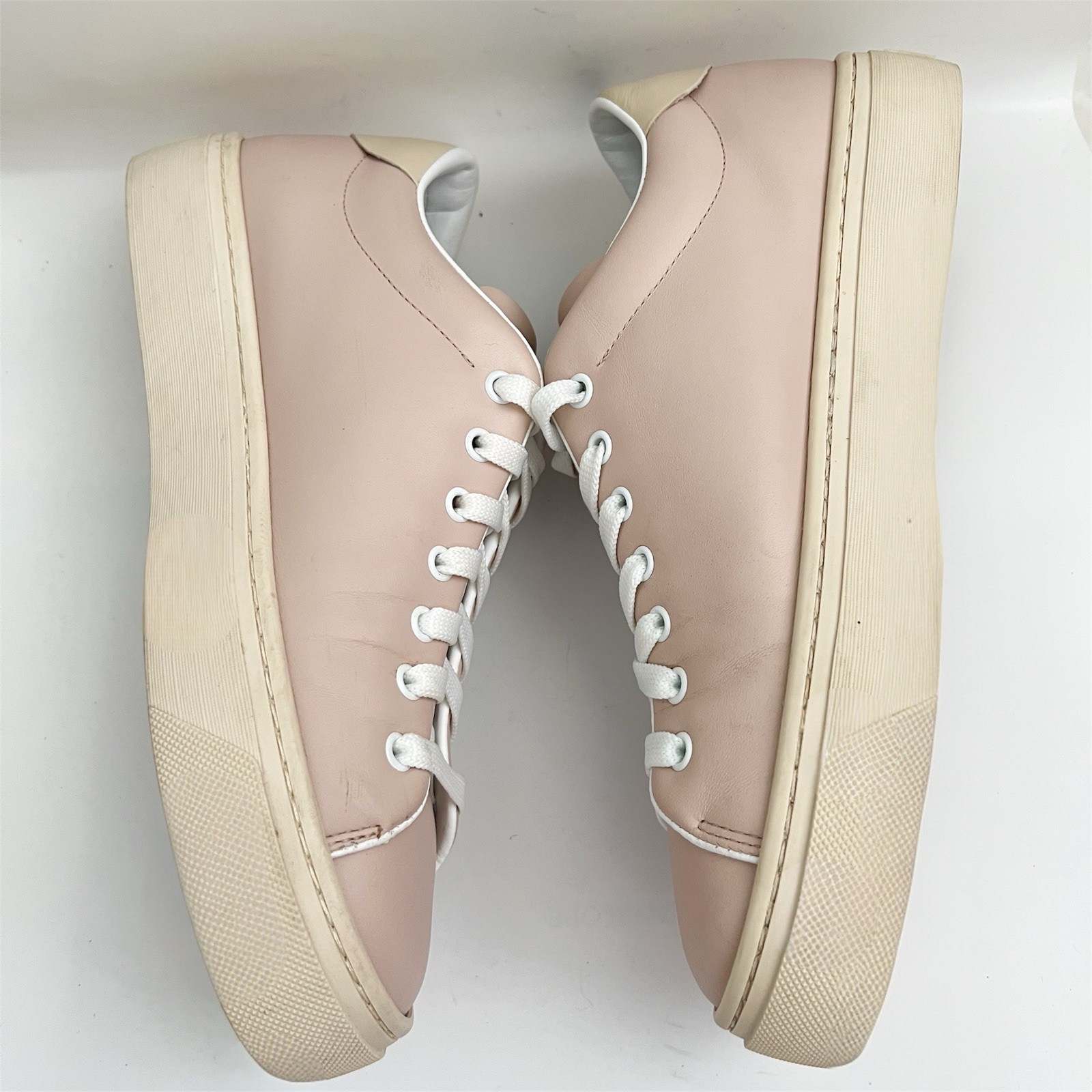 FURLA JOY sneakers 100% Leather Shoes Talco Pink Cream Size 10.5 US – EU 41