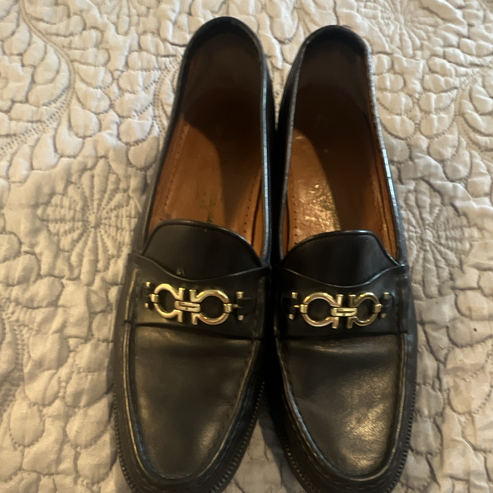 Salvatore Ferragamo Gancini Men’s Black Leather Slip-On Loafer US 10.5 D