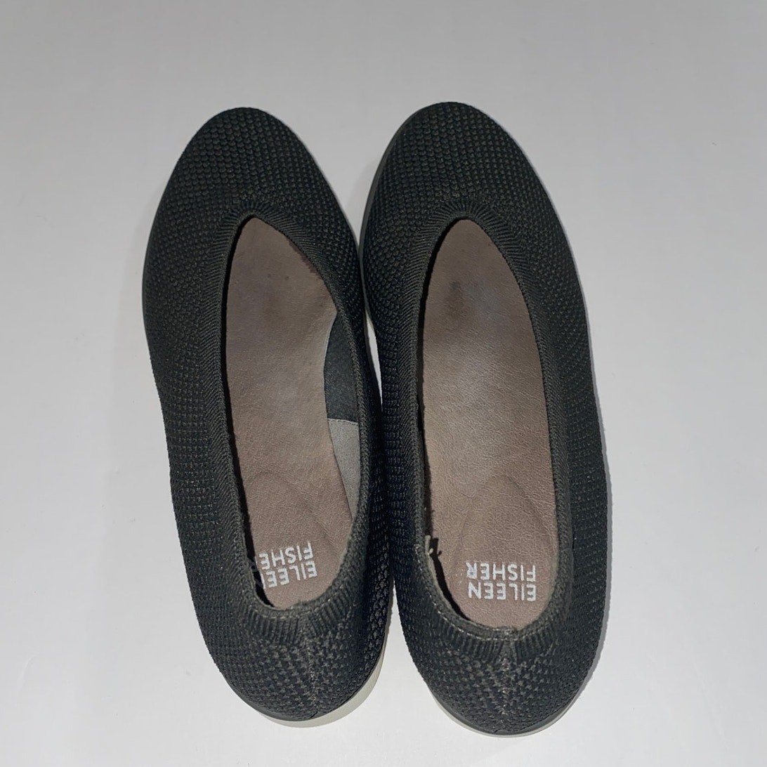 Eileen Fisher Heaven Shoes Women Sz 9.5 Charcoal Gray Knit Comfort Wedge Loafers