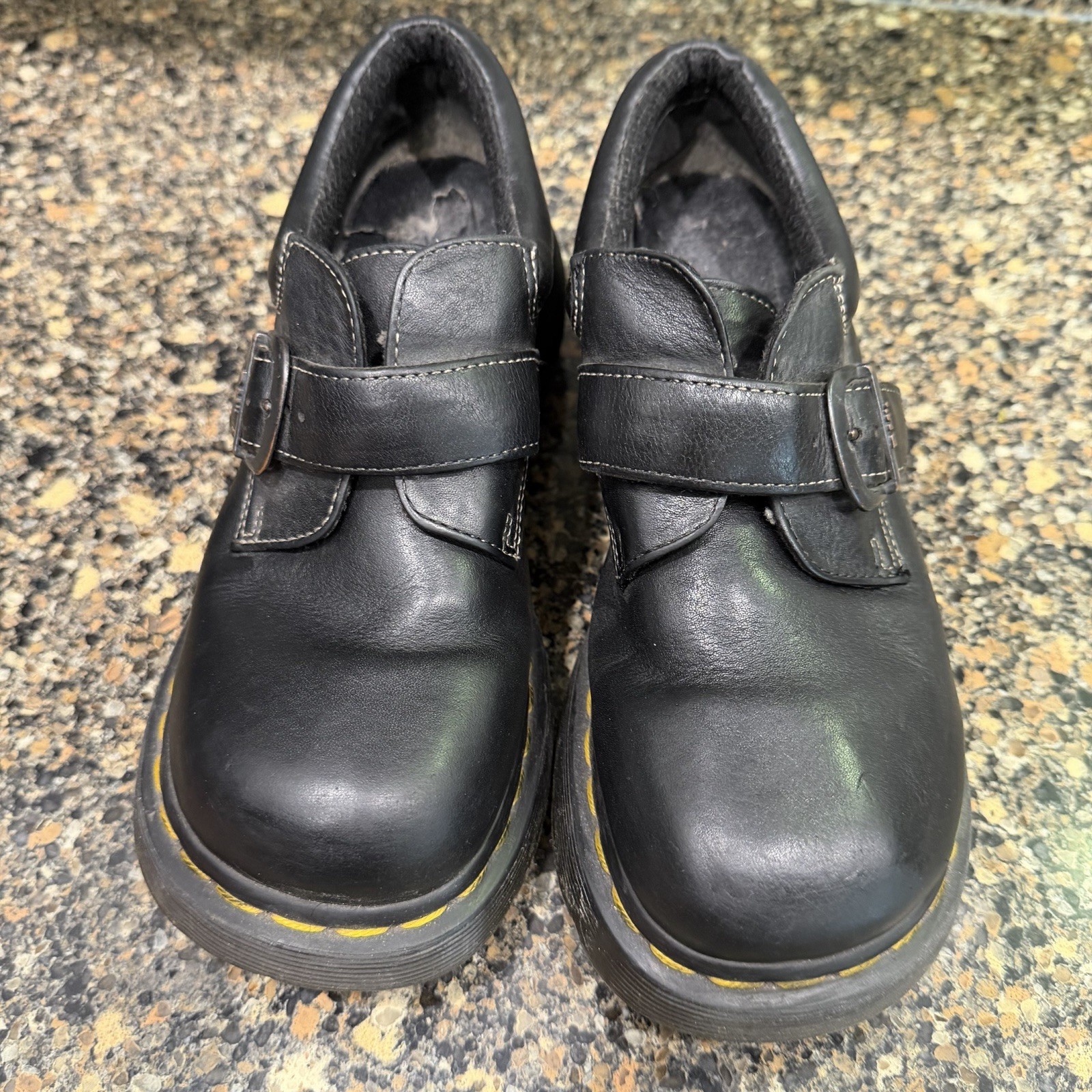 Dr. Martens 3A78 Monk Strap Shoes Women 7 Vintage Leather Contrast Stitch
