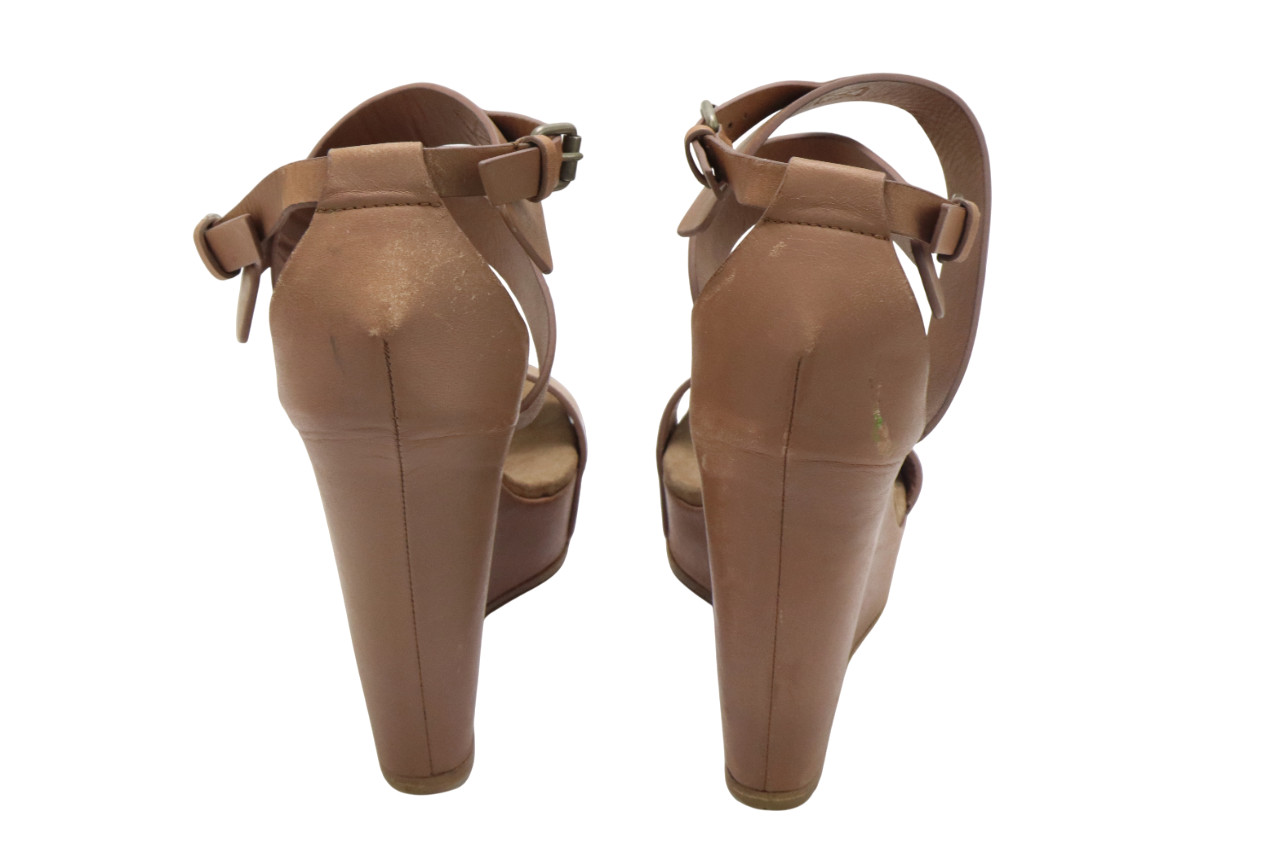 Brunello Cucinelli Shoes Womens Eu 39 Leather Wedge Sandals Beige