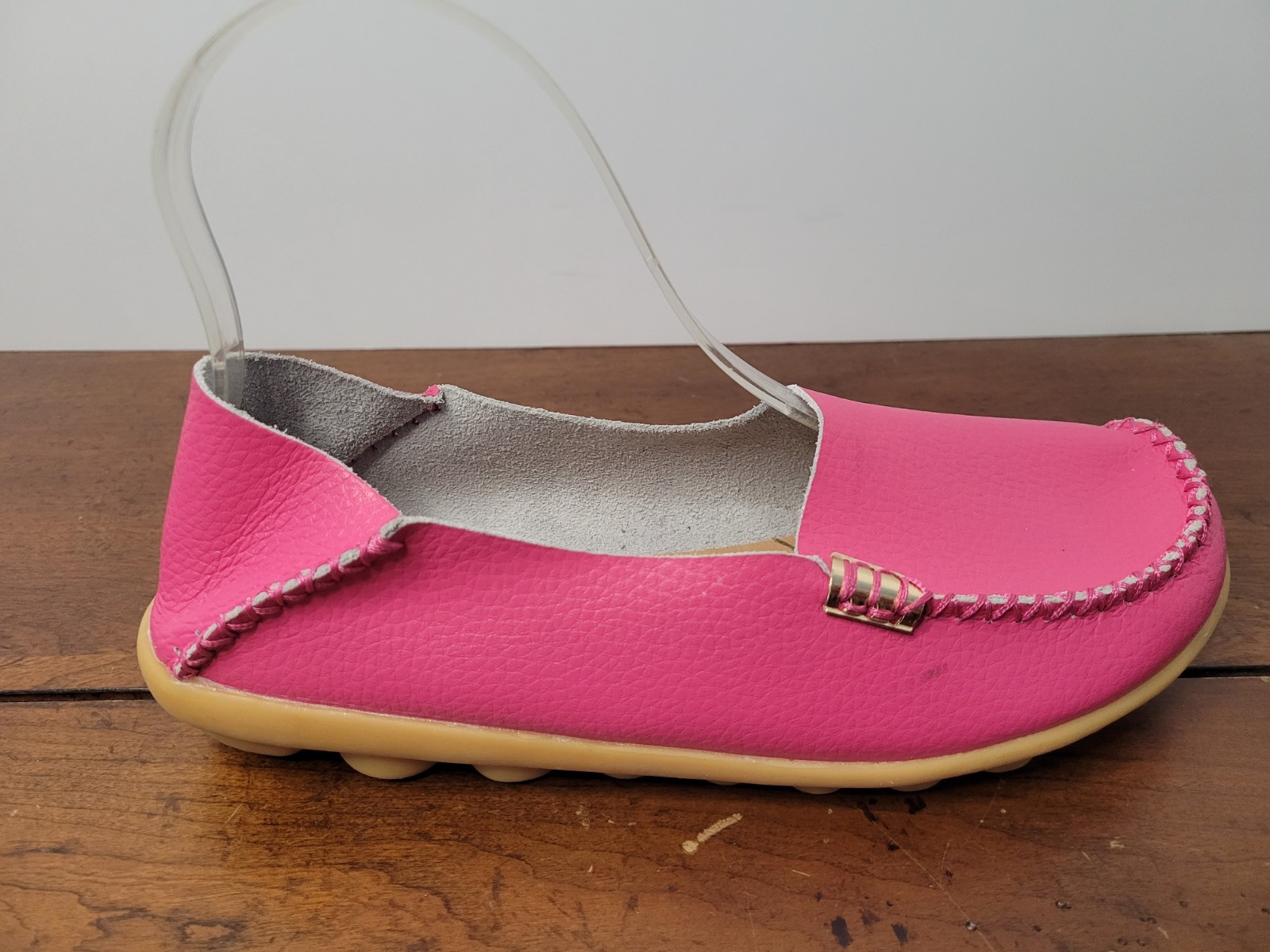 Venus Celia Pink Leather Comfort Womens Walking Driving Loafer Size 7.5 or 38