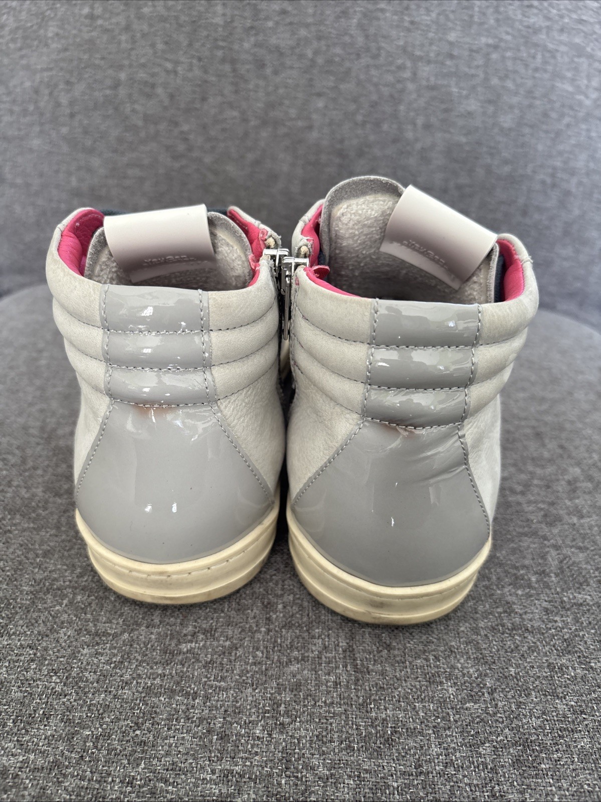 P448 High Top Sneaker Women EU 39 US 8.5 Italy Light Gray Pink Skate Zipper NICE
