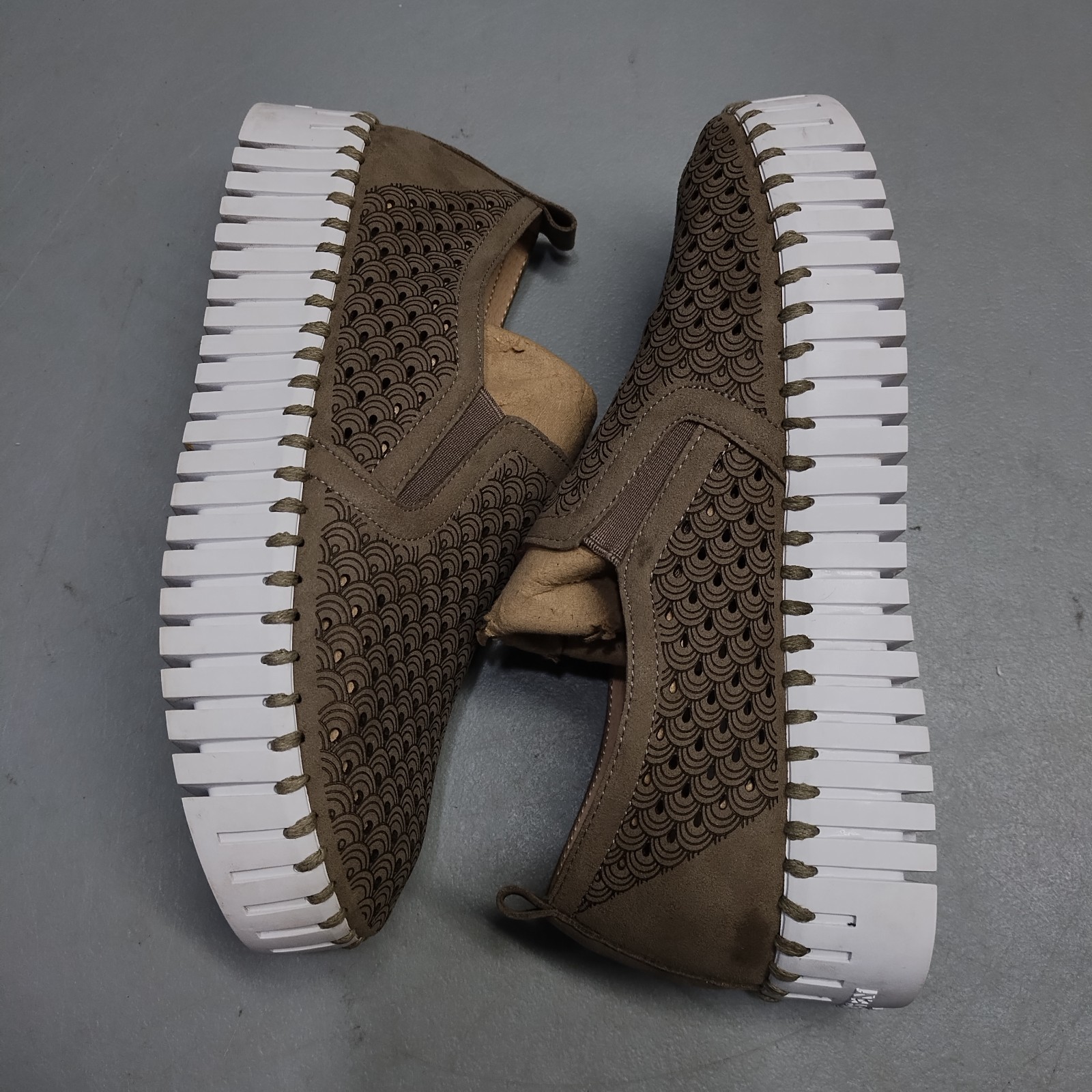 Ilse Jacobsen Hornbaek Platform Sneakers Womens Size 7.5 Brown White Perforated