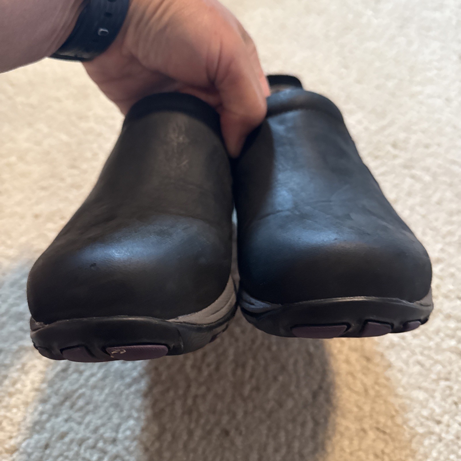 Dansko Patti Slip-On Shoes Black Leather Vibram Waterproof | Wmns 9.5-10US 40EU