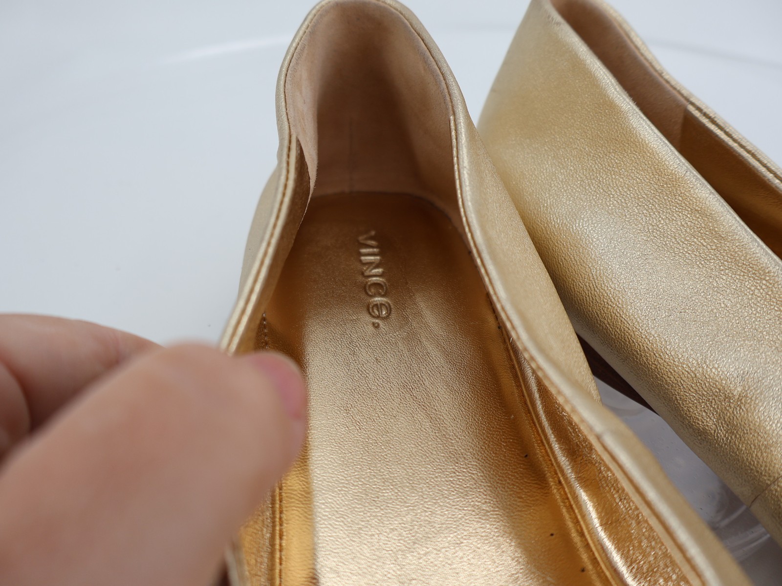 Vince Leah Ballet Flats Size 13 Gold Metallic Leather Square Toe Slip On Comfy