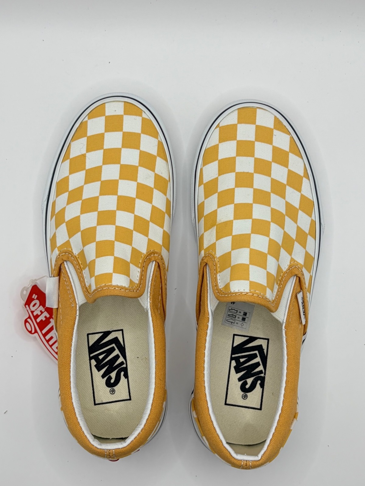 Vans Classic Slip-On Checkerboard Ochre White Sneakers Size 4.5 US Men / 6 US W