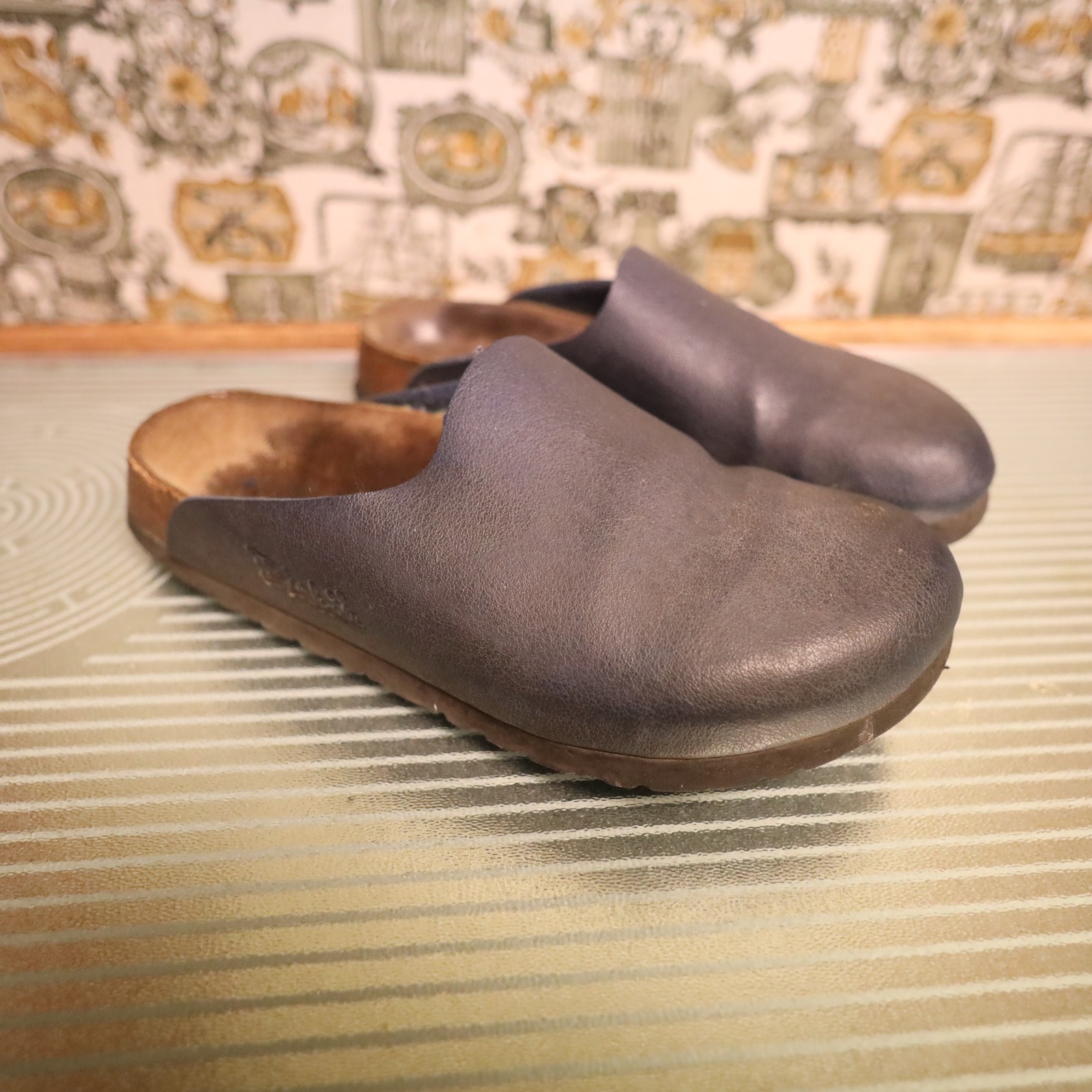 Birkenstock Birki Amsterdam 37 Womens 6 Blue Leather Nubuck Clogs Mules Slides