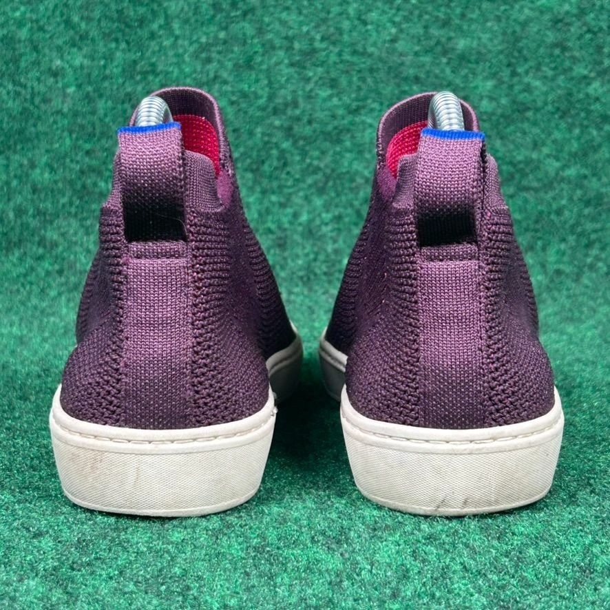 Rothys Sustainable Knit Chelsea Slip On Ankle Sneaker Womens 6.5 Plum White