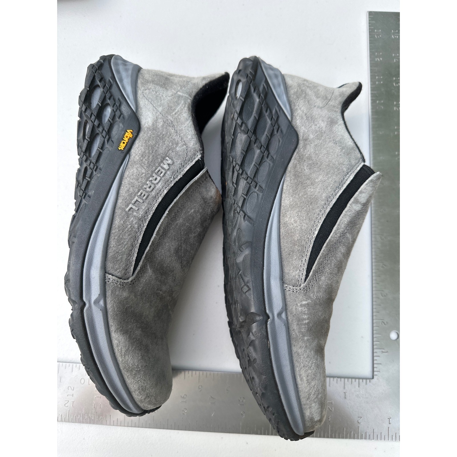 Merrell Jungle Moc AC+ Pro Womens 9.5 Grey Suede Slip On Shoes Vibram J90630