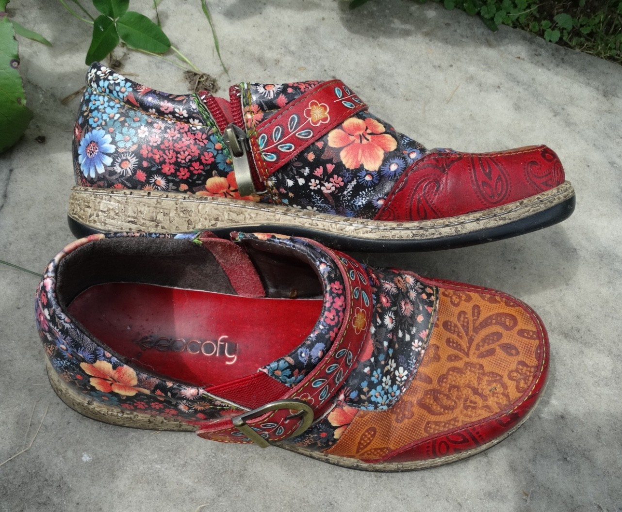 Socofy Women’s Shoe Artsy US 6.5 EU 37 Red & multi Slip on comfy