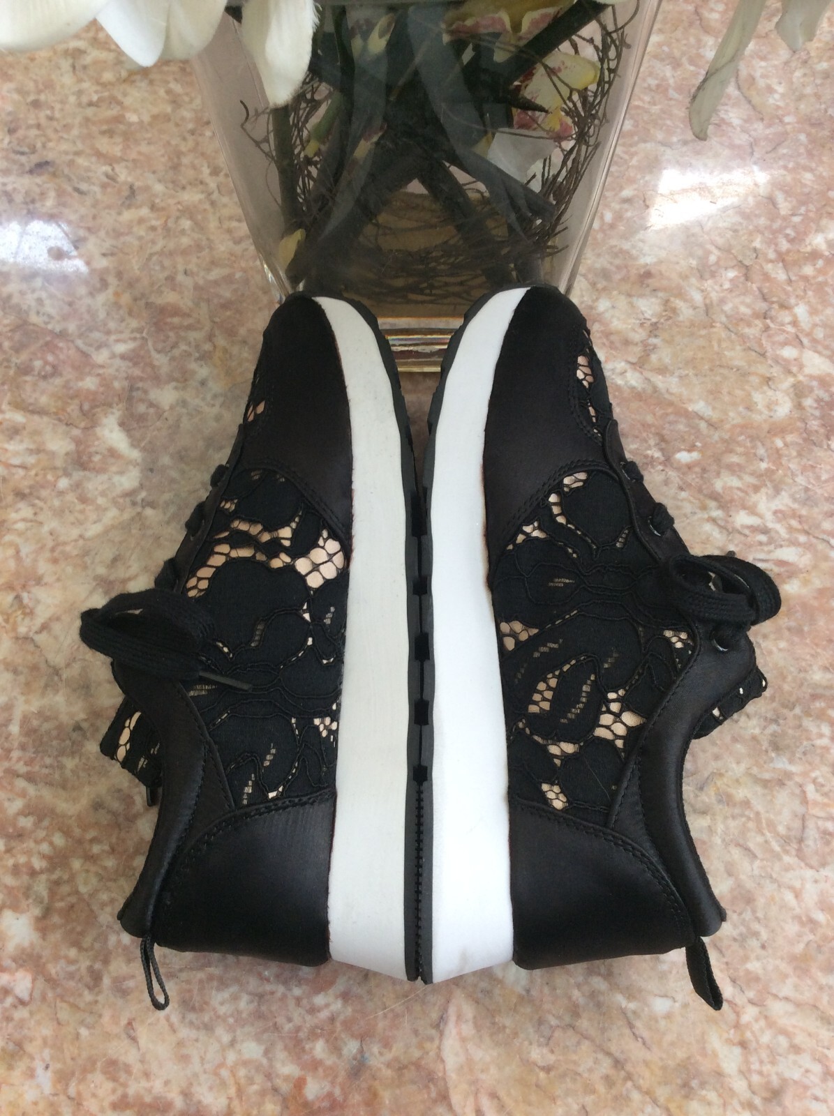 New Venus Women’s Black Lace Athletic Walking Sneakers Size 7.5, $79