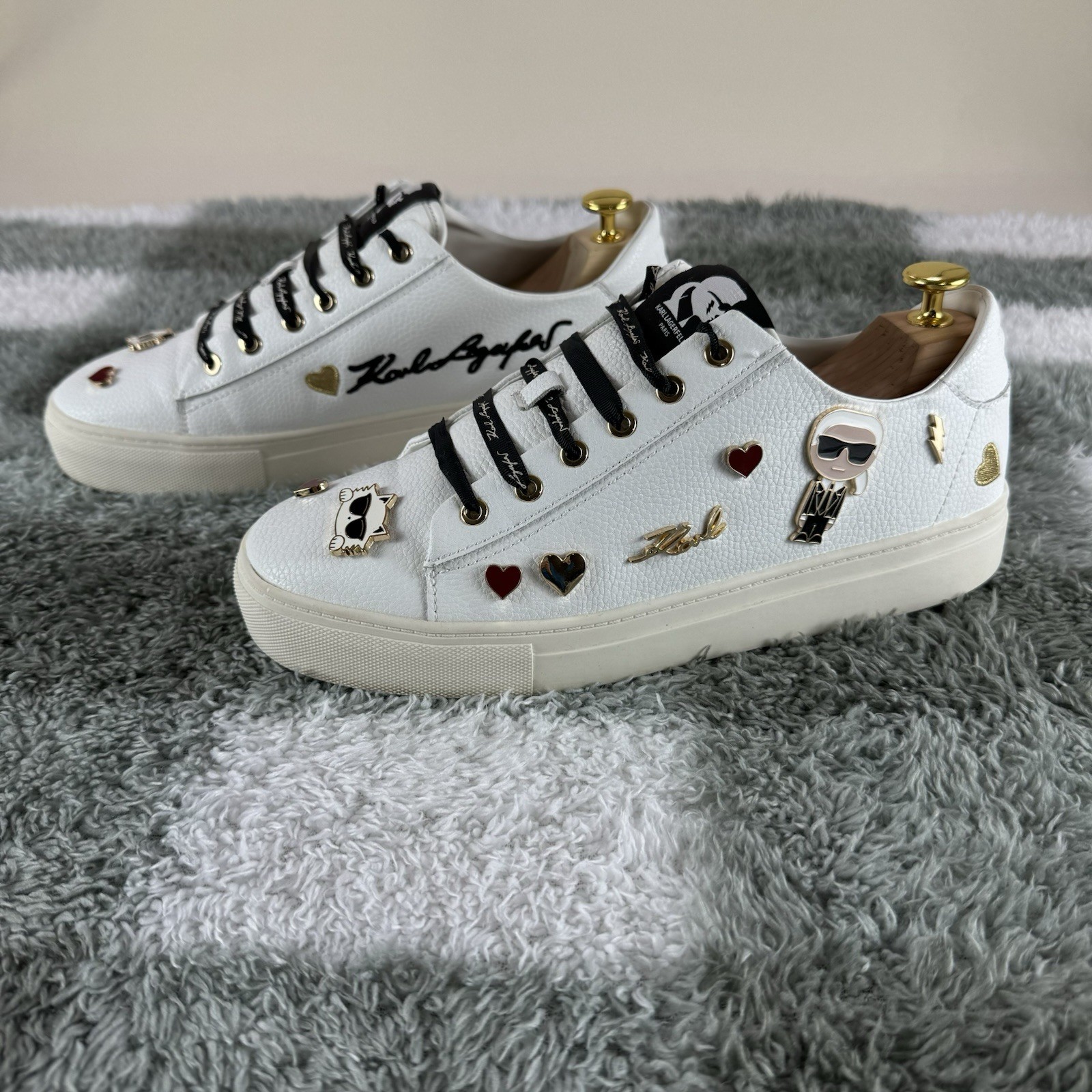 Karl Lagerfeld Paris Cate Pins Shoes Women’s Size 10 Medium White Leather