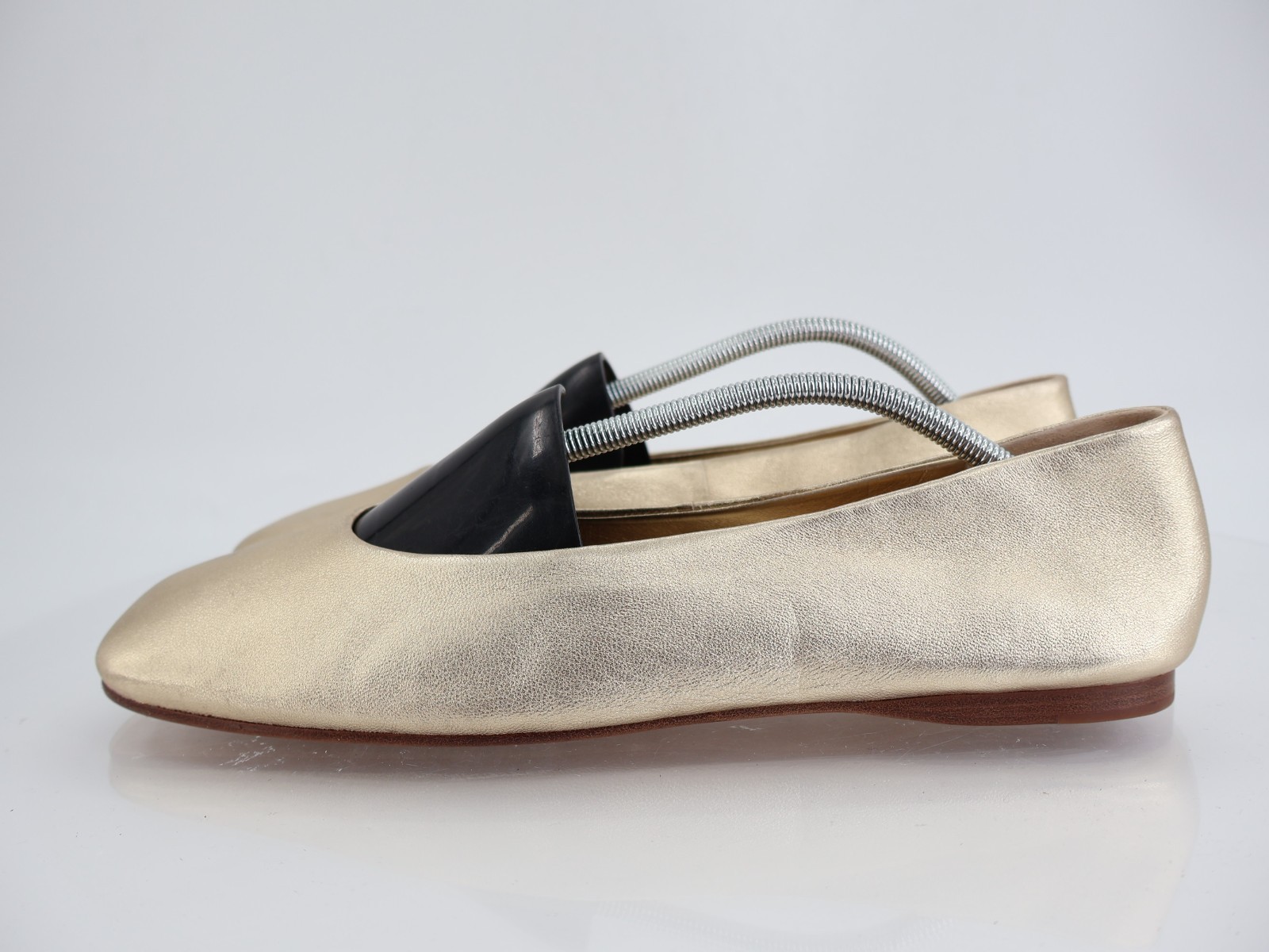 Vince Leah Ballet Flats Size 13 Gold Metallic Leather Square Toe Slip On Comfy
