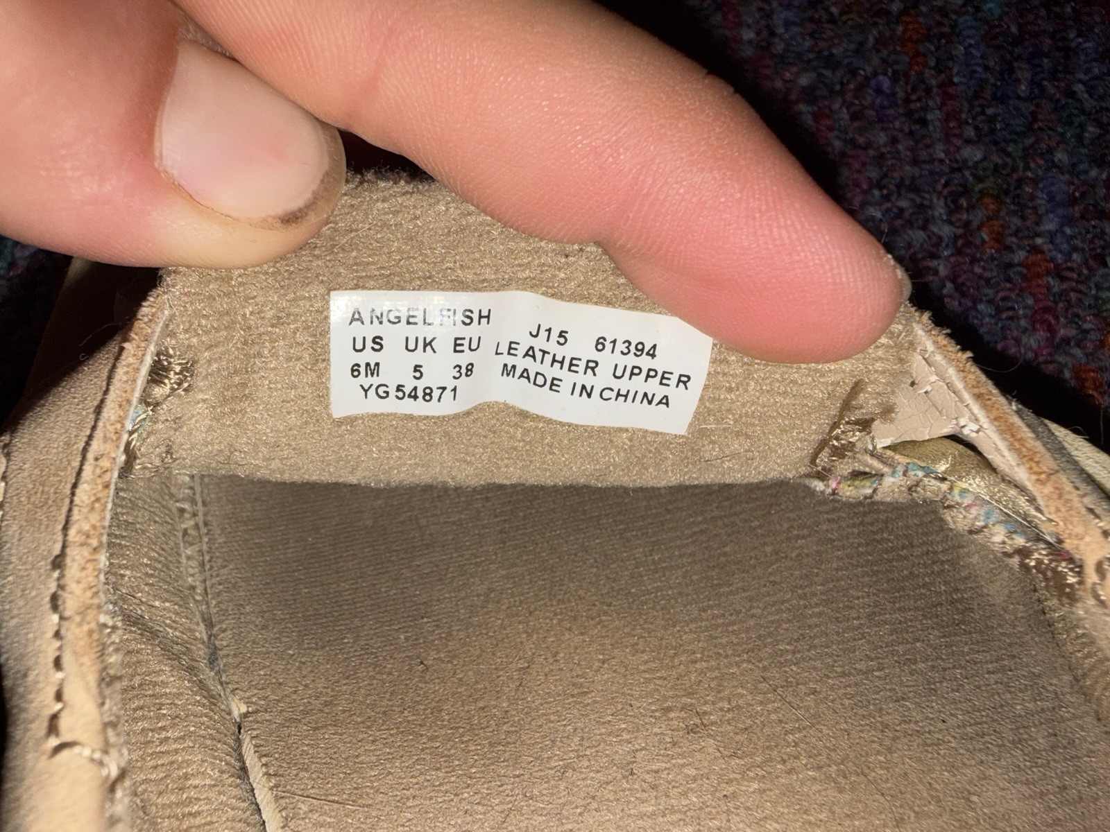 Sperry Angelfish Women’s 6M Tan Leather Slip-On Boat Shoes Non-Slip Striped