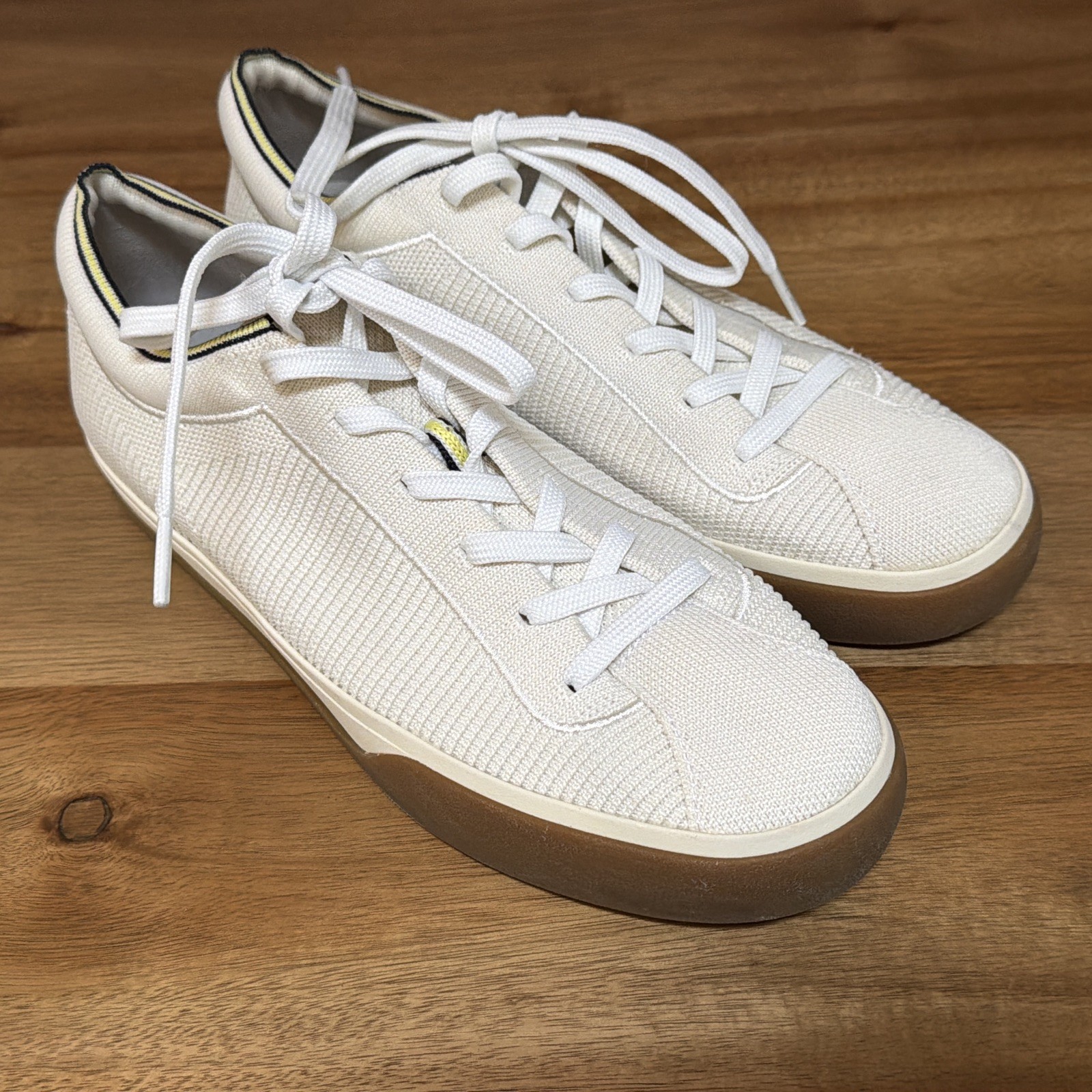 Rothy’s The Lace Up Sneaker Blonde Ivory Knit Comfort Low Top Shoes sz 9 Womens