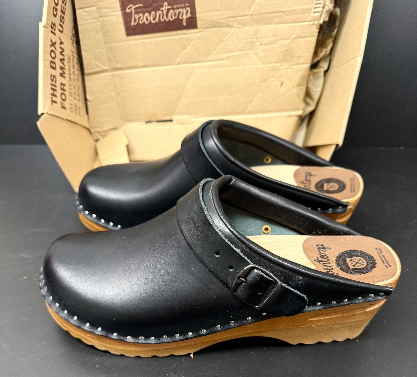 Troentorp Johansson Black 011/Natural Clogs EU 40 US 9 1/2 New in Box