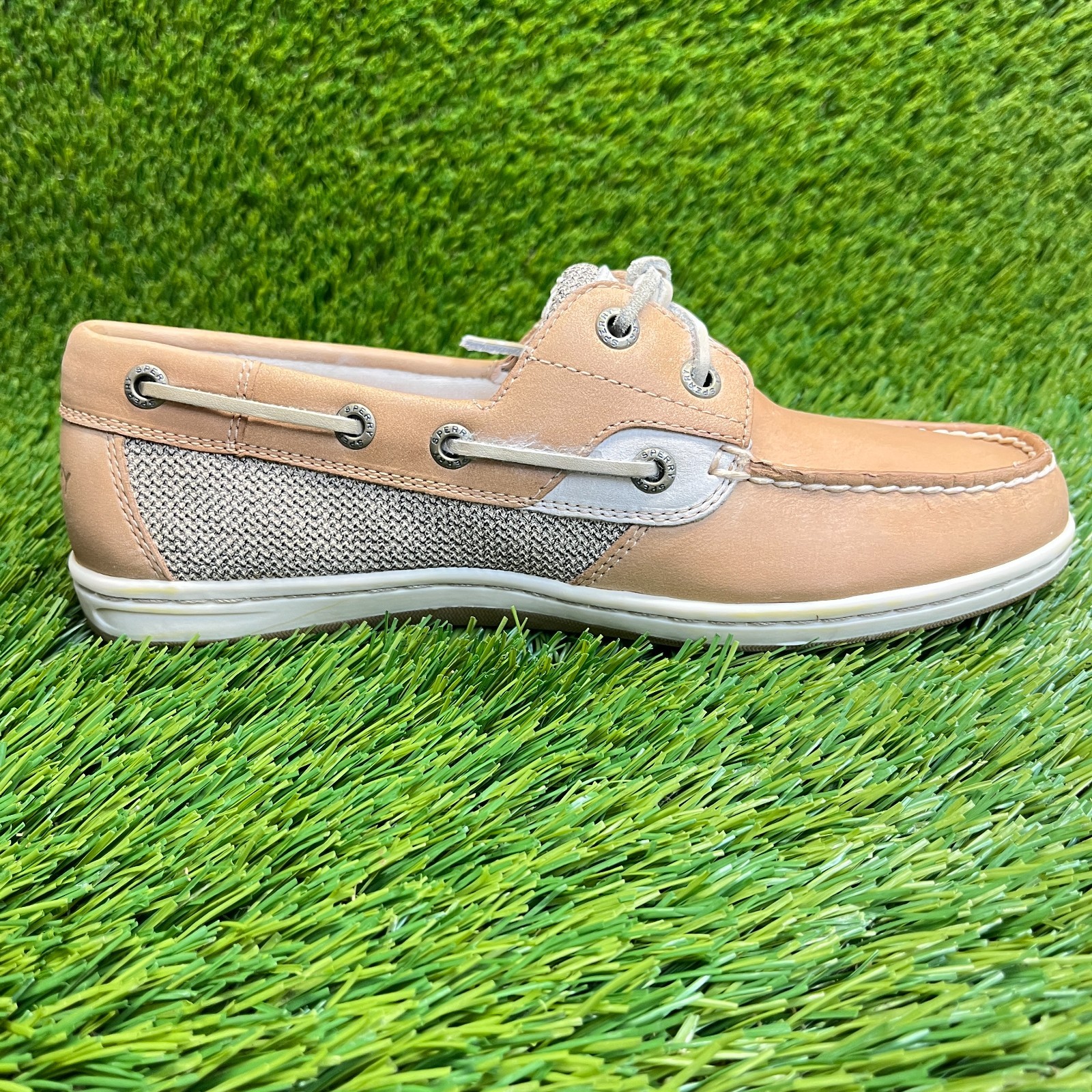 Sperry Koifish Womens Size 6.5 Brown Beige Outdoor Leather Slip On Boat Shoes