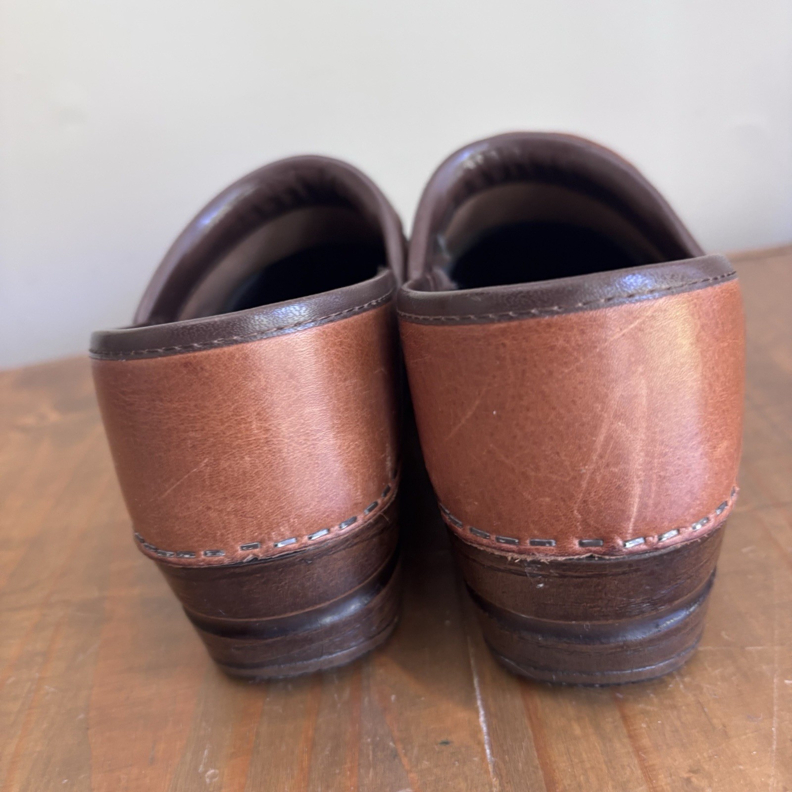 Sanita Caddo Brown Leather Studded Clogs-Size 37-US Size 5.5-6-Boho/Comfort