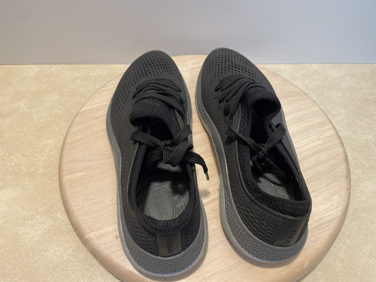 Crocs Literide 360 Pacer Women’s 10 Black Gray Lace Up Shoes Sneakers 206705