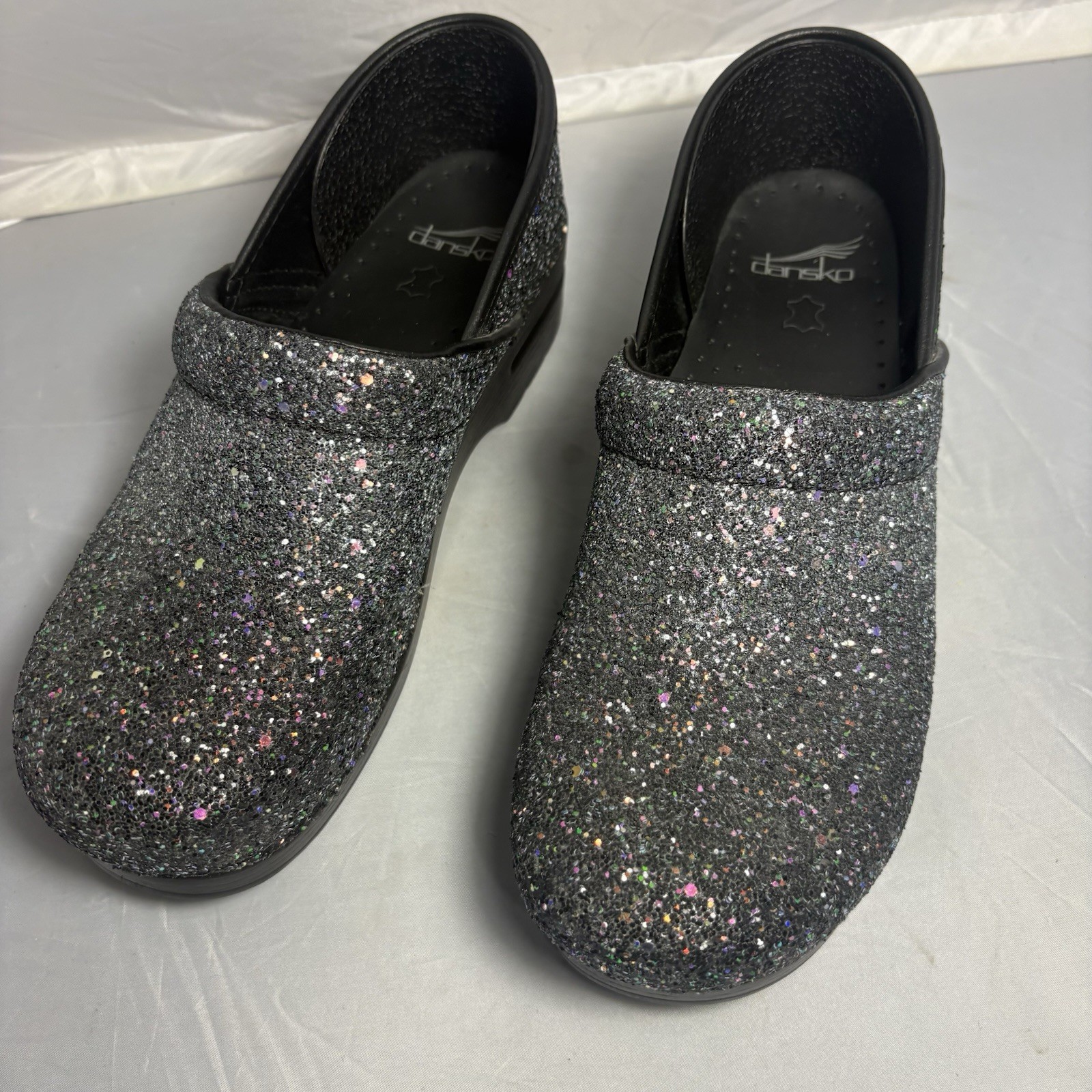 Dansko Professional Black Glitter Party Clogs Womens EU 41 US 10.5 11 Nursing