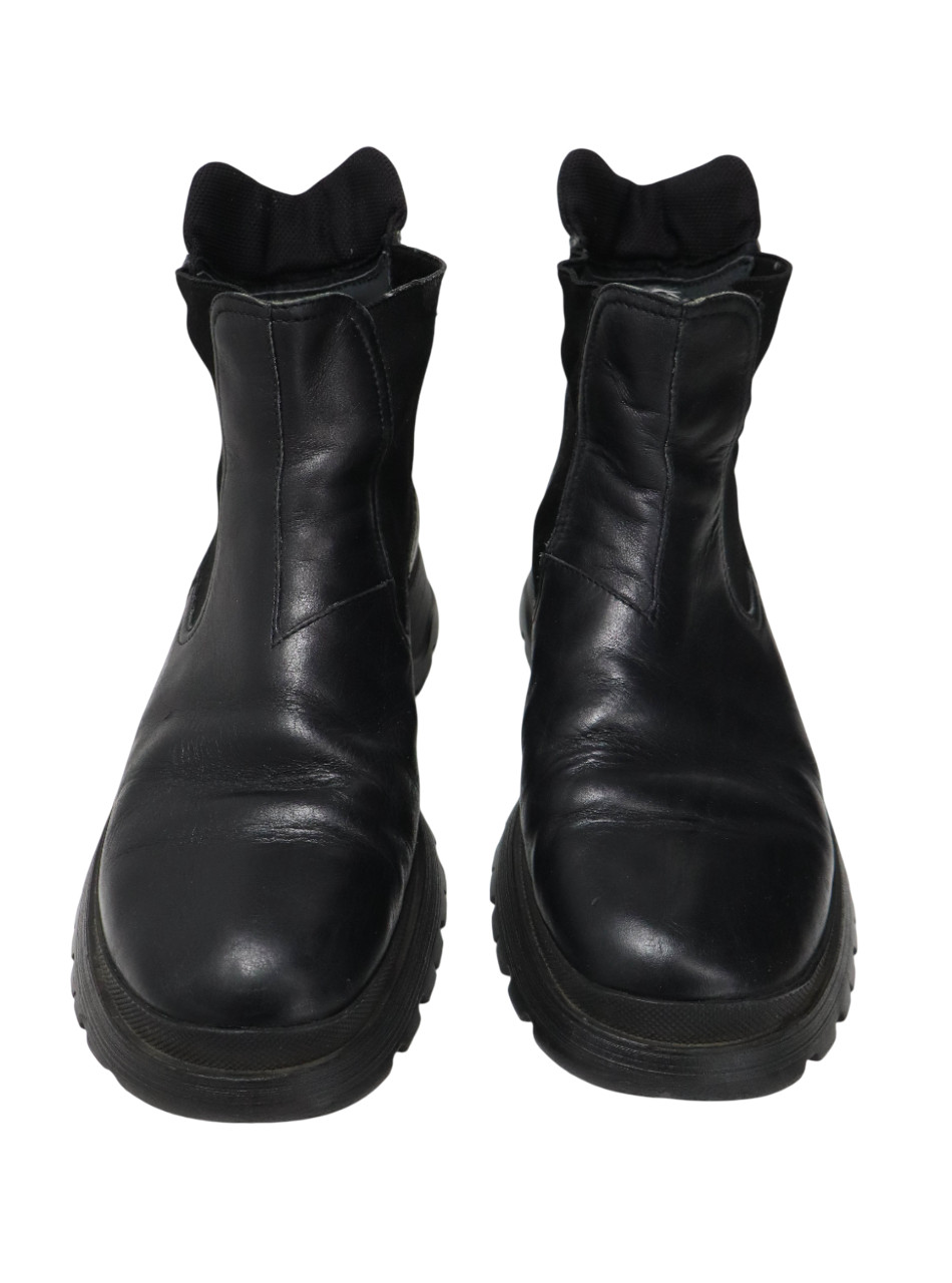 PRADA Shoes Womens (EU) 40 Leather Black High Top Round Slip On Boots