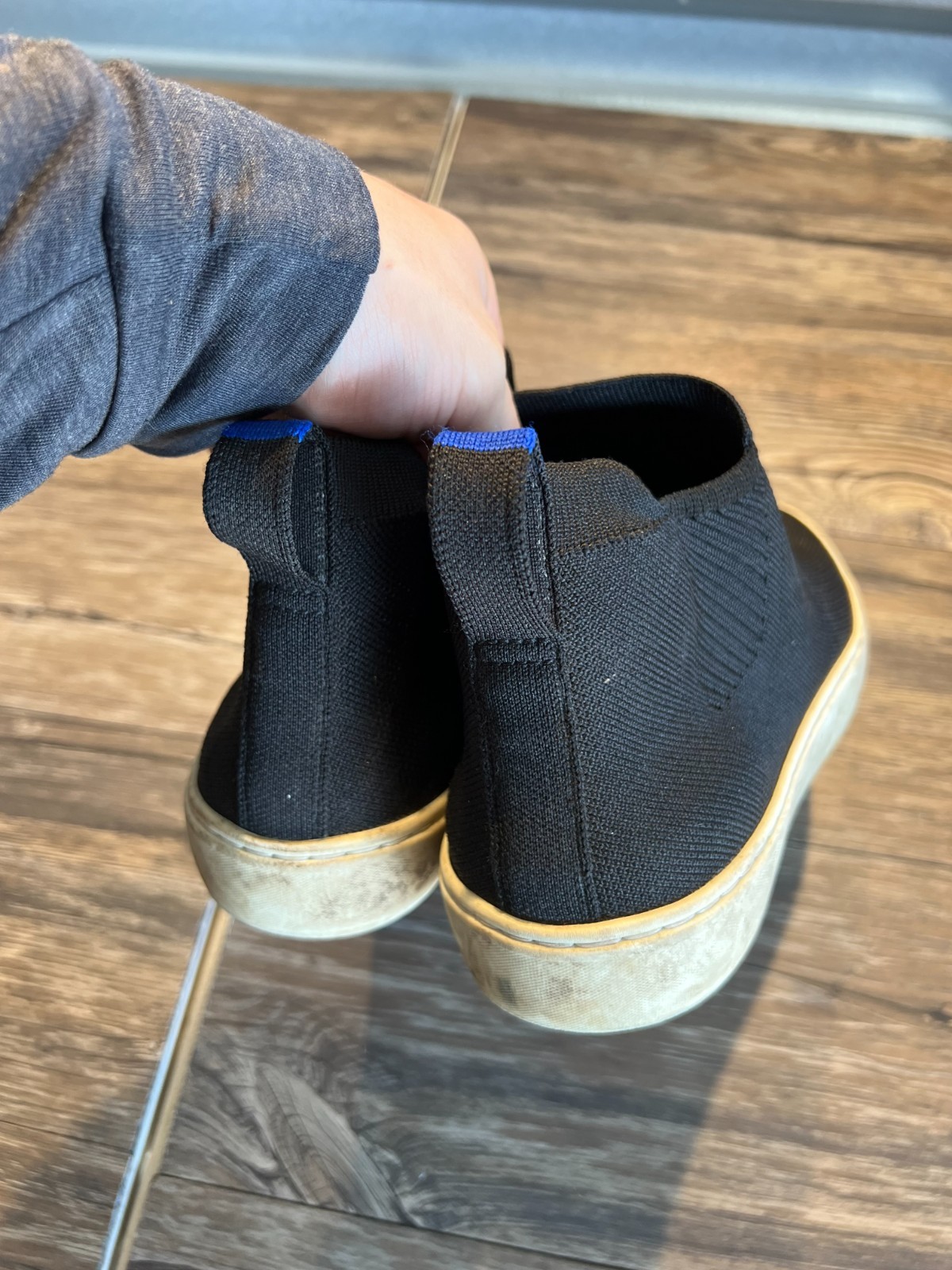 Rothy’s The Chelsea Ankle Sneaekrs Womens 9 Black Knit Slip On Sustainable