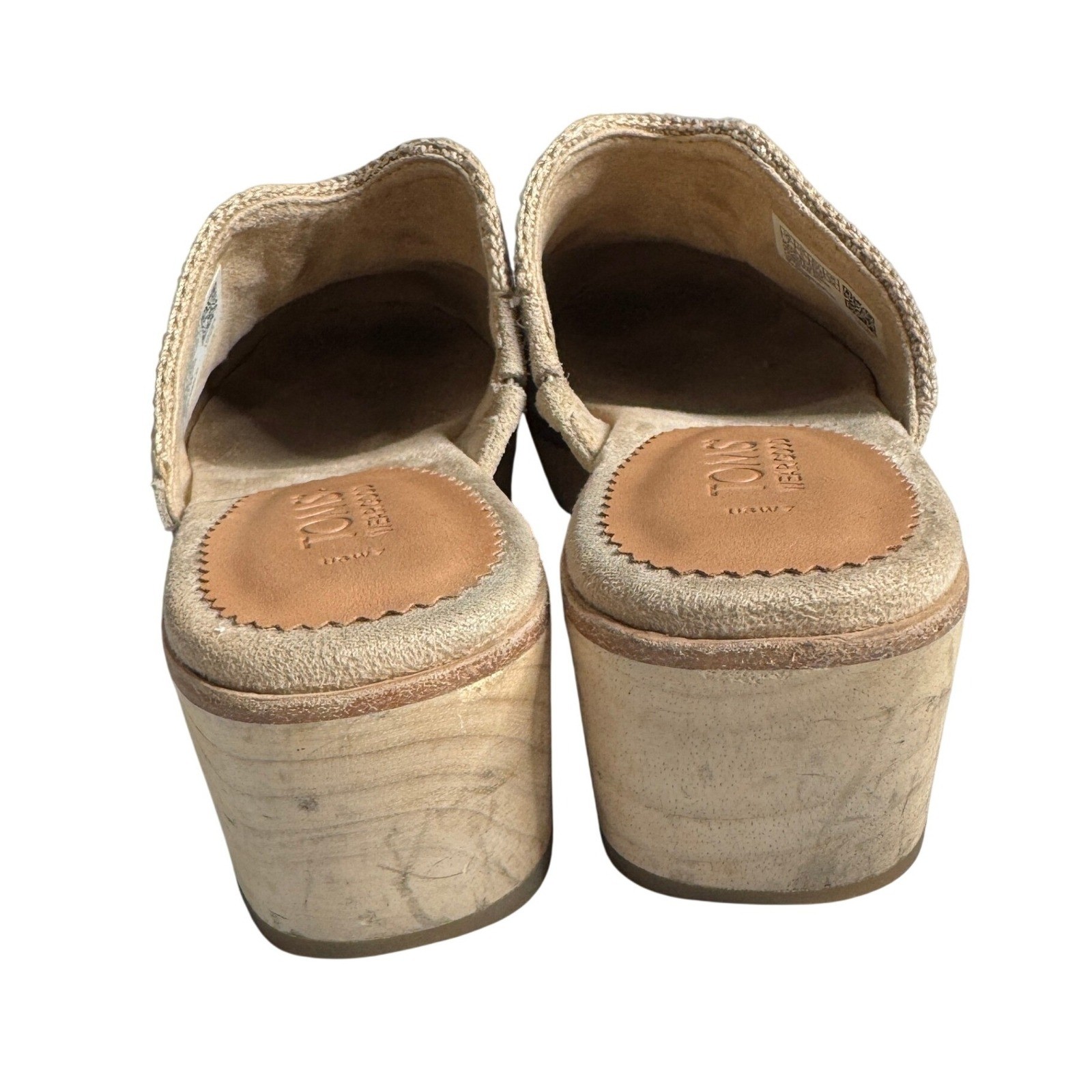 Toms Addison Suede Clogs Wood Platform Chunky Boho Minimalist Mules Womens 7