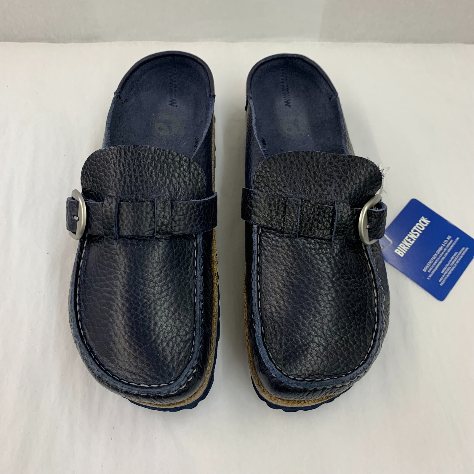Birkenstock New w/ Box Buckley Navy Natural Leather Narrow Width Select Size