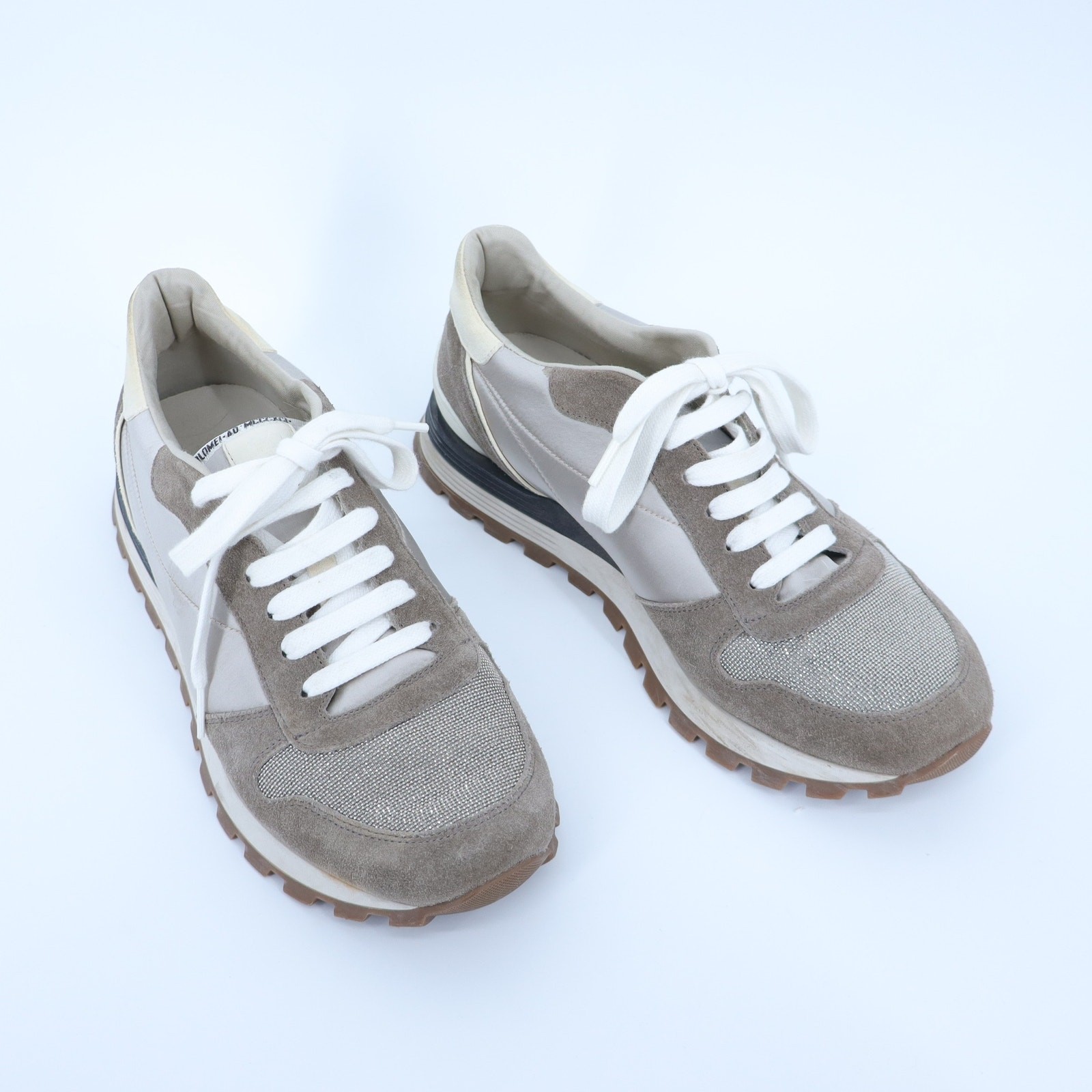 BRUNELLO CUCINELLI Monili Suede Sneakers Taupe and Beige Women’s 40.5/US 10.5