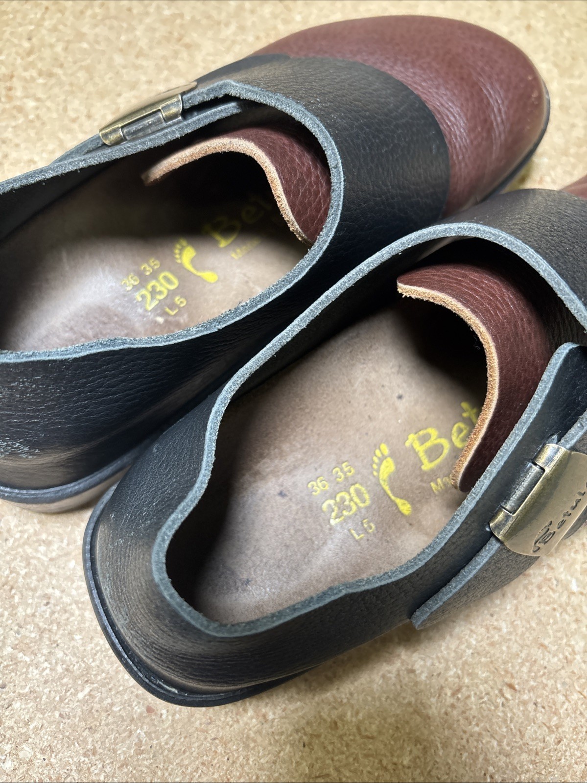 Birkenstock Betula Black Brown Mule Slip On Clog Buckle Leather Women’s US 5