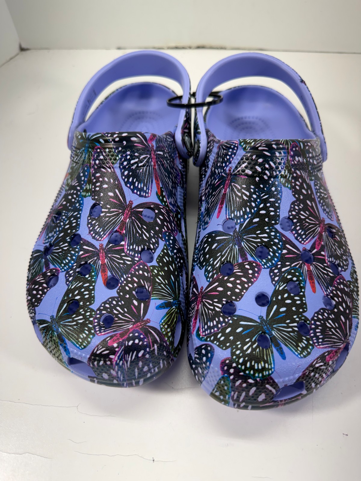 Crocs Classic Butterfly Clogs Womens 11 Moon Jelly Multi Slip-On Comfort NWOT