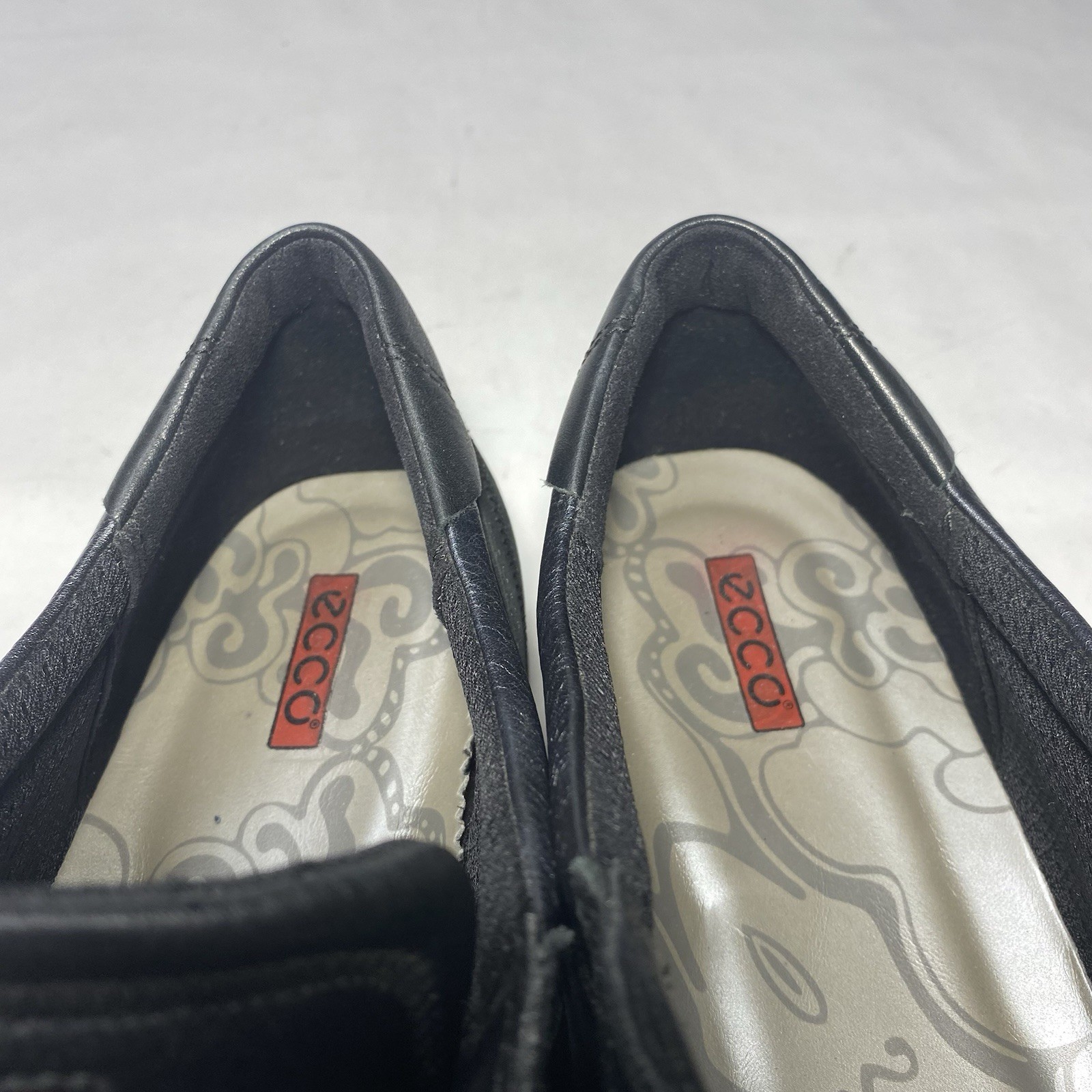 Ecco Shoes Women’s Sz 41 US 10.5 Monk Strap Loafer Black Leather Hook Loop 17523