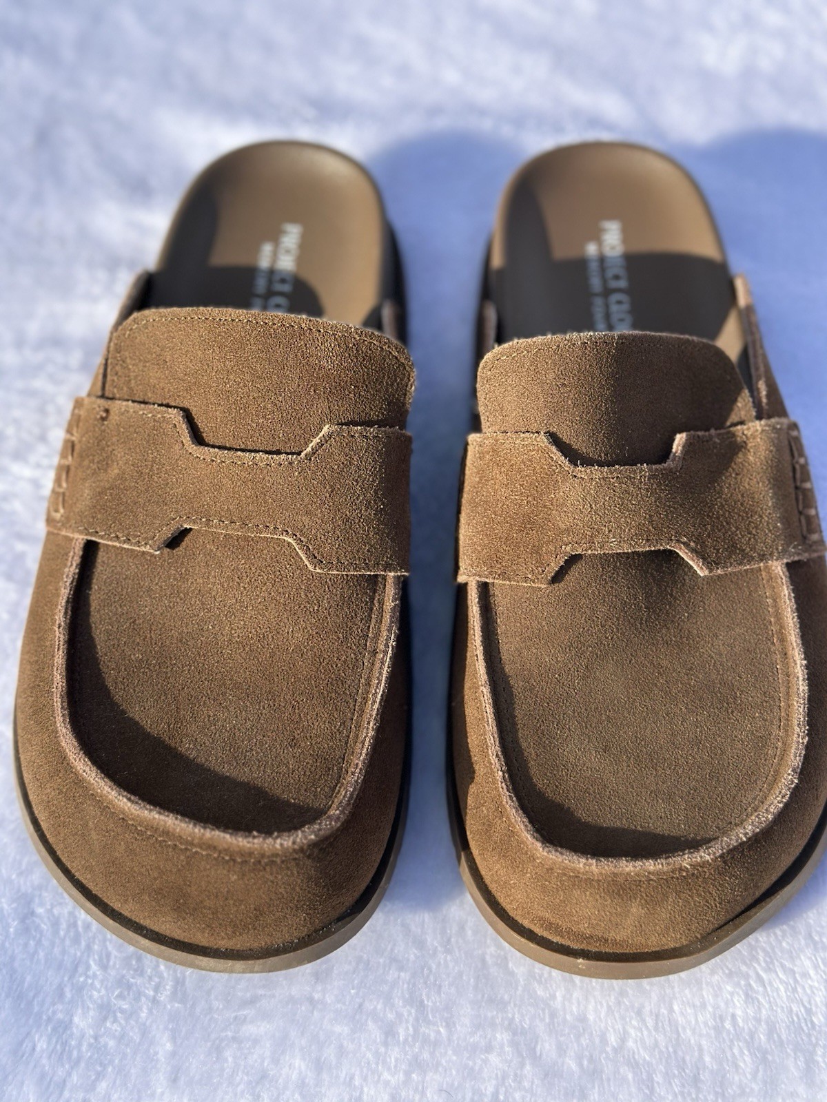 Project Cloud 100% Genuine Leather Womens Clogs Memory Foam Mule Sz 7.5 Tan