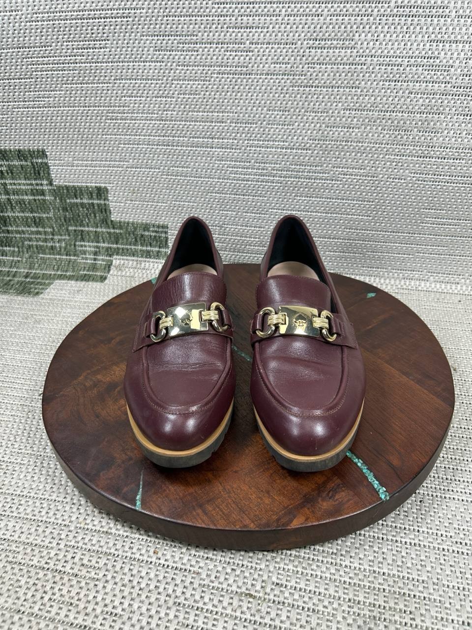 Kate Spade Shoes Womens Size 10 M Kolby Loafer Burgundy Leather Horsebit Slip On