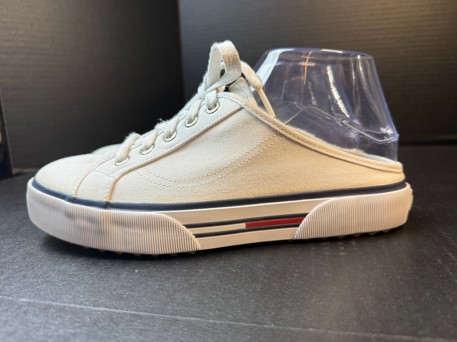 Tommy Hilfiger Sneaker White Mules Clogs Womens 8M Preppy Classic Logo Y2K *READ