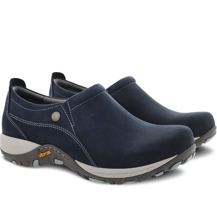 Dansko Patti Navy Nubuck Leather Sz 39 Slip On Shoes Vibram Sneakers Wm Us 8.5 9