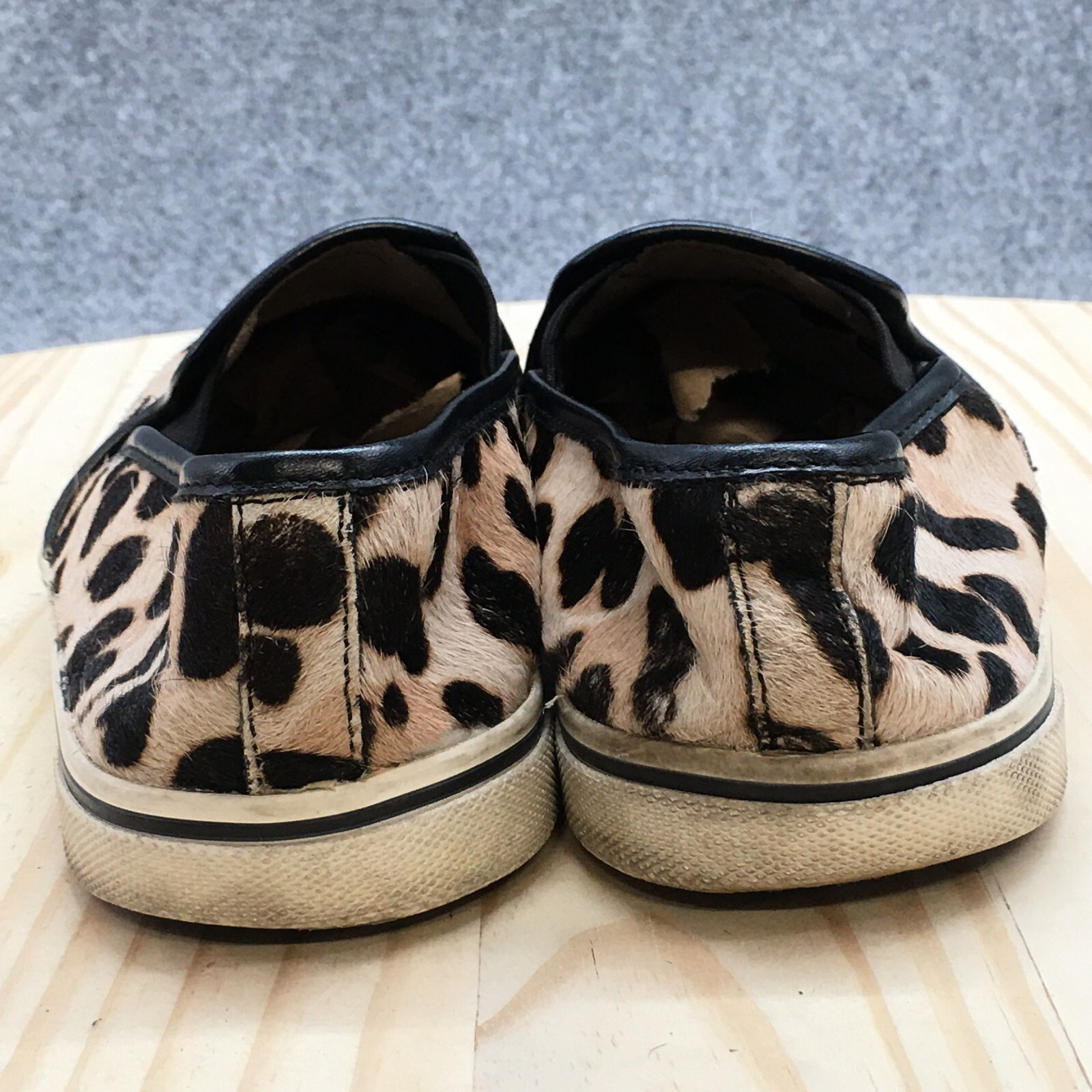 Dolce Vita Shoes Womens 8.5 Leopard Faux Fur Slip On Sneakers Brown Comfort