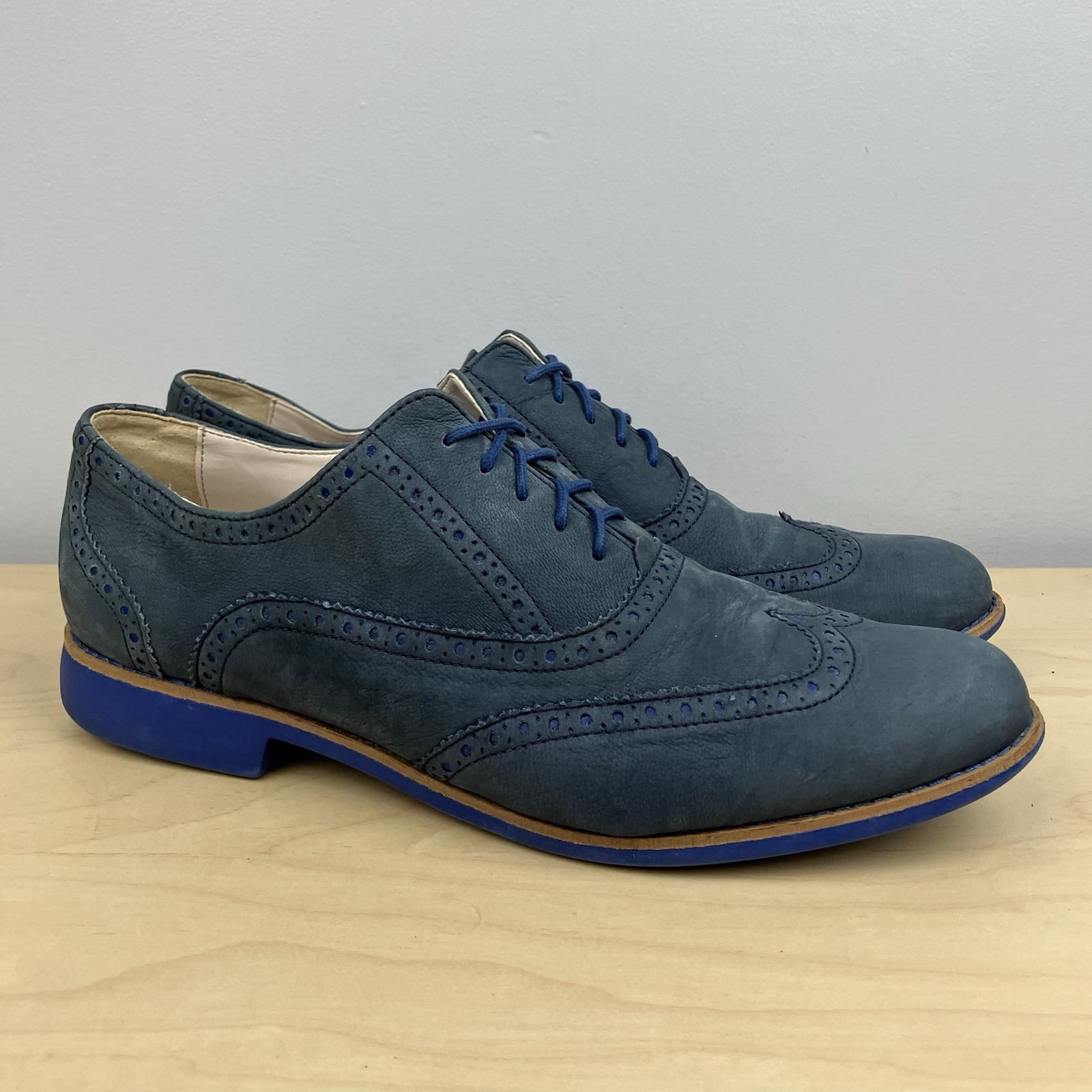 Cole Haan Women’s Size 10.5 B Alisa Blue Nubuck Wingtip Oxford Dress Shoes
