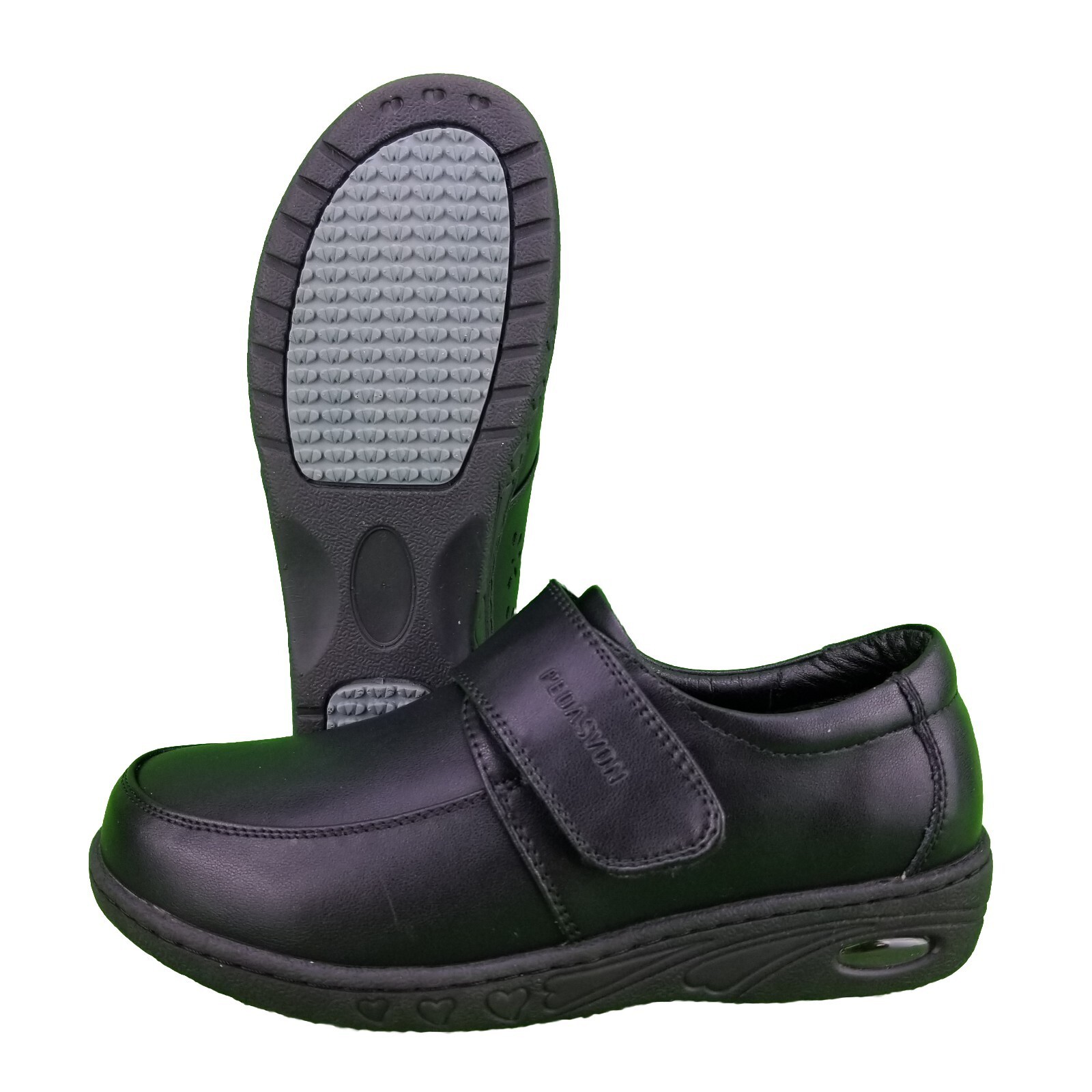 ✅PEDASVON Nursing Restaurant Comfort Shoes Womens 8.5 Black Leather Light Loafer