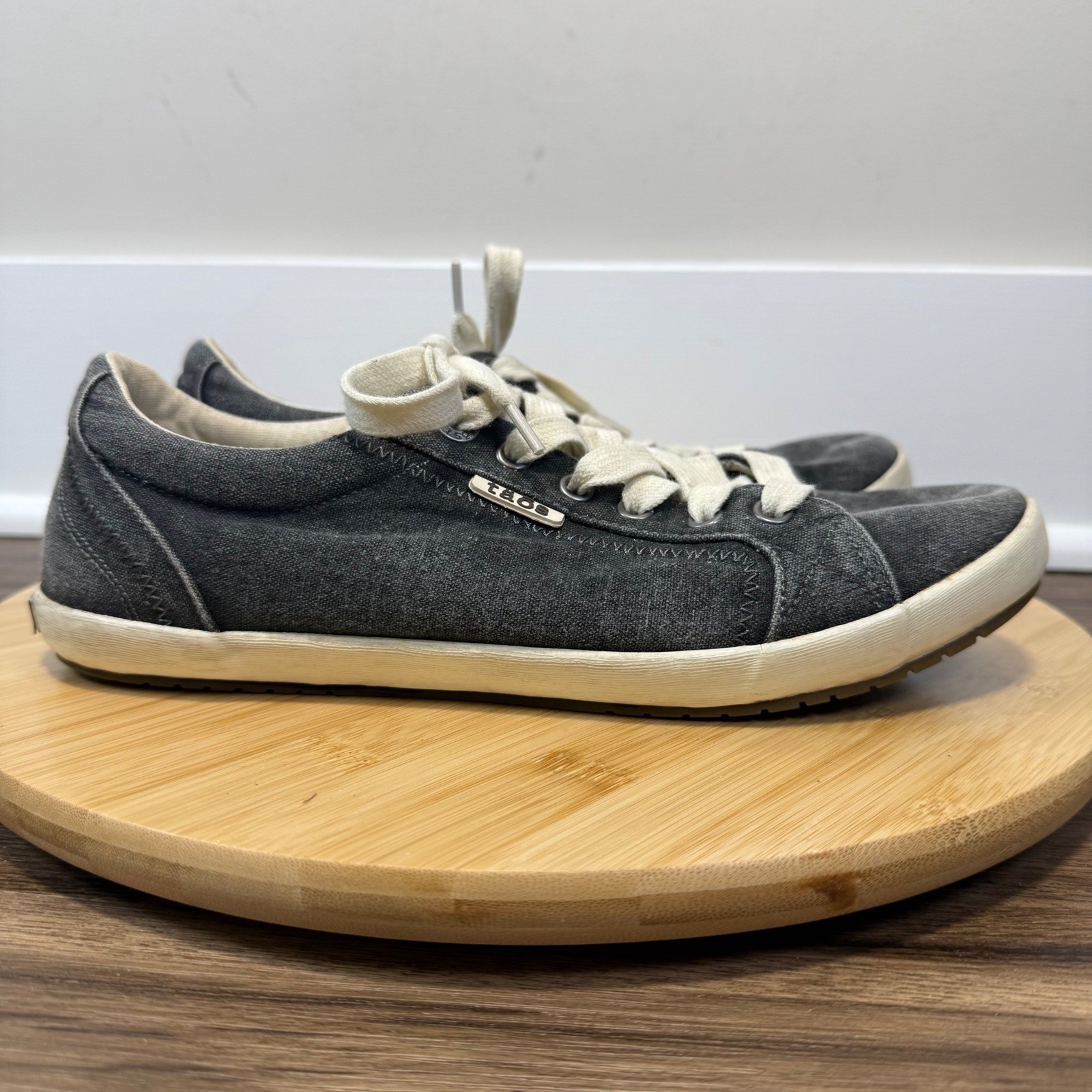 Taos Star Sneaker Womens 9.5 Charcoal Gray Washed Canvas STA-12844 Boho Neutral