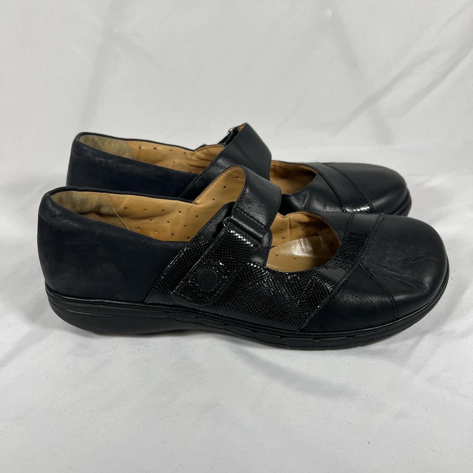 Clarks Unstructured Black Leather Mary Jane Hook Loop Comfort Shoes Women’s 11