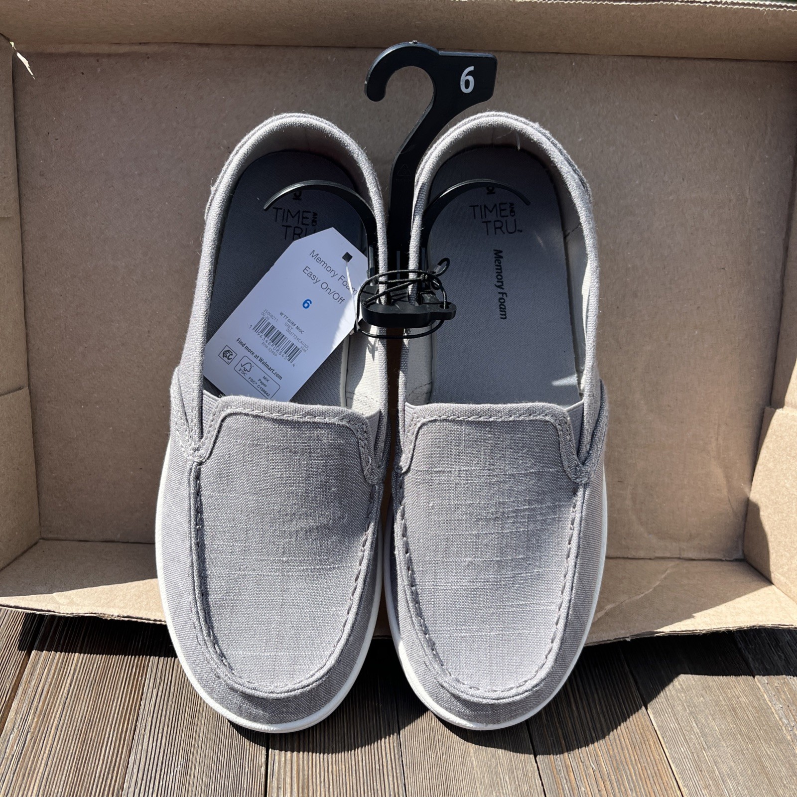Time And Tru Women’s Slip On Shoes Size 6 Gray Memory Foam Casual Comfort New