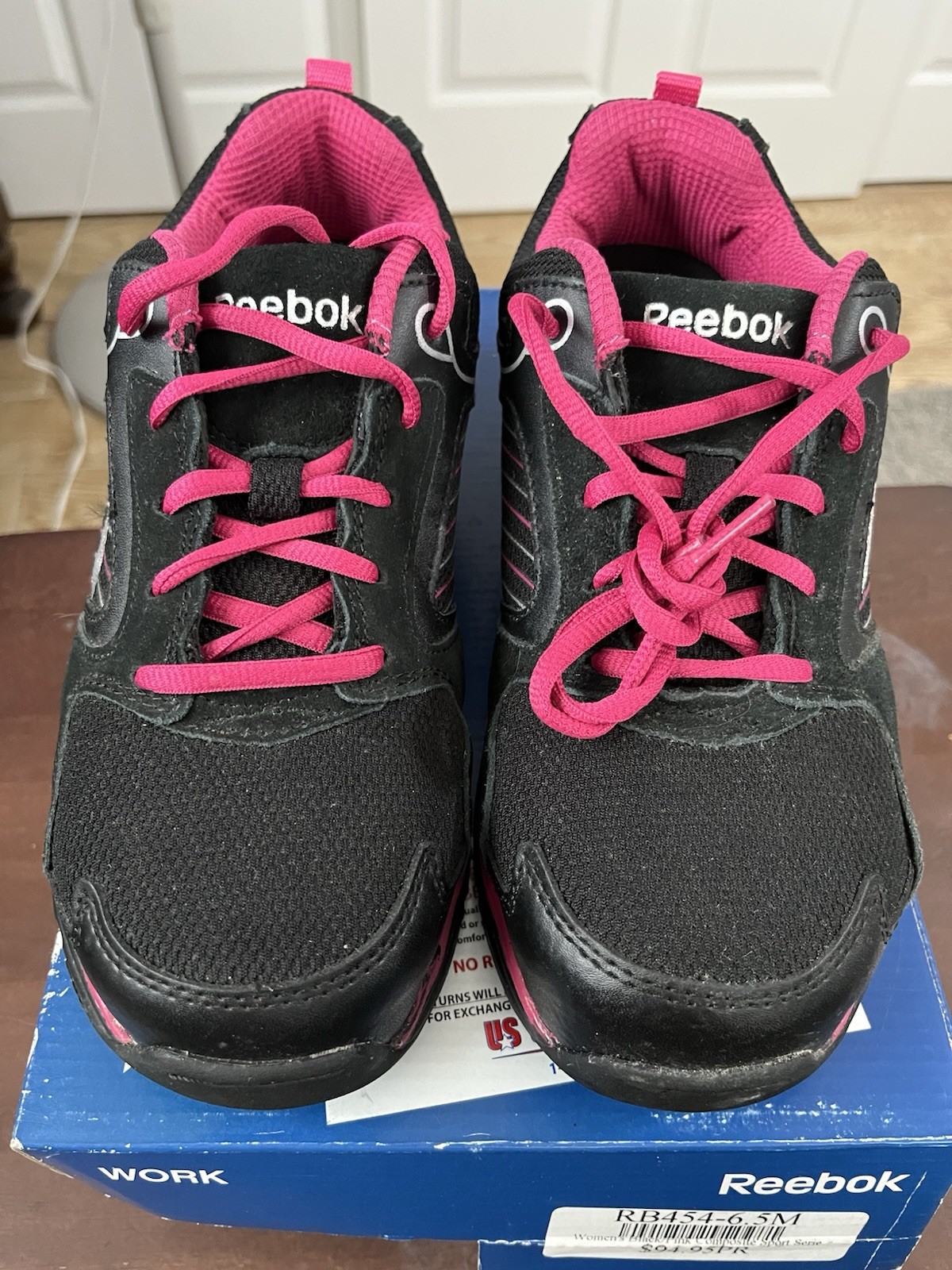 Reebok Work ANOMAR Safety Composite Toe Shoe Women’s 6.5 RB454 Black Pink NIB
