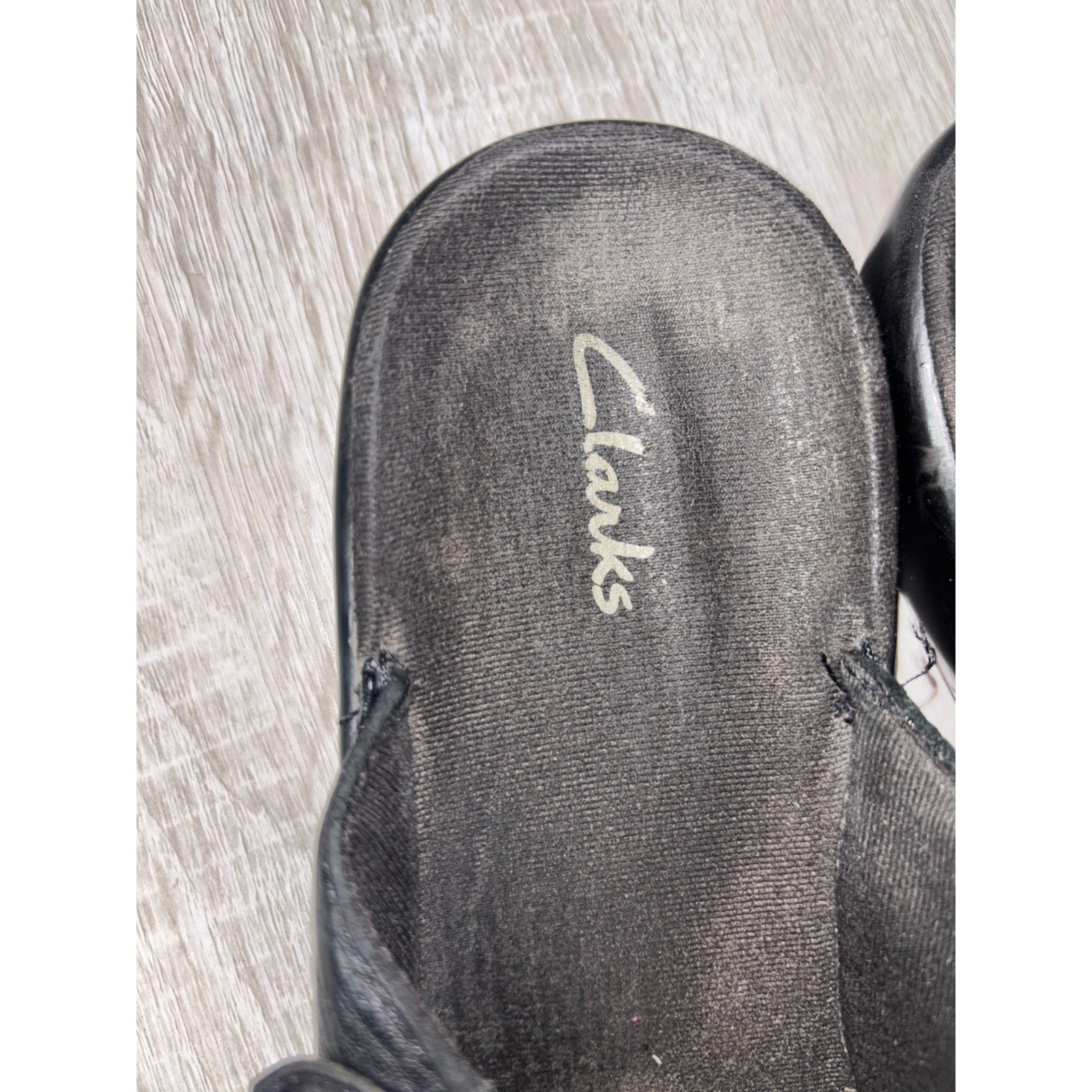 Clarks Womens Black Leather Slip On Mules Wedge Clogs Button Detail Shoes Size 7